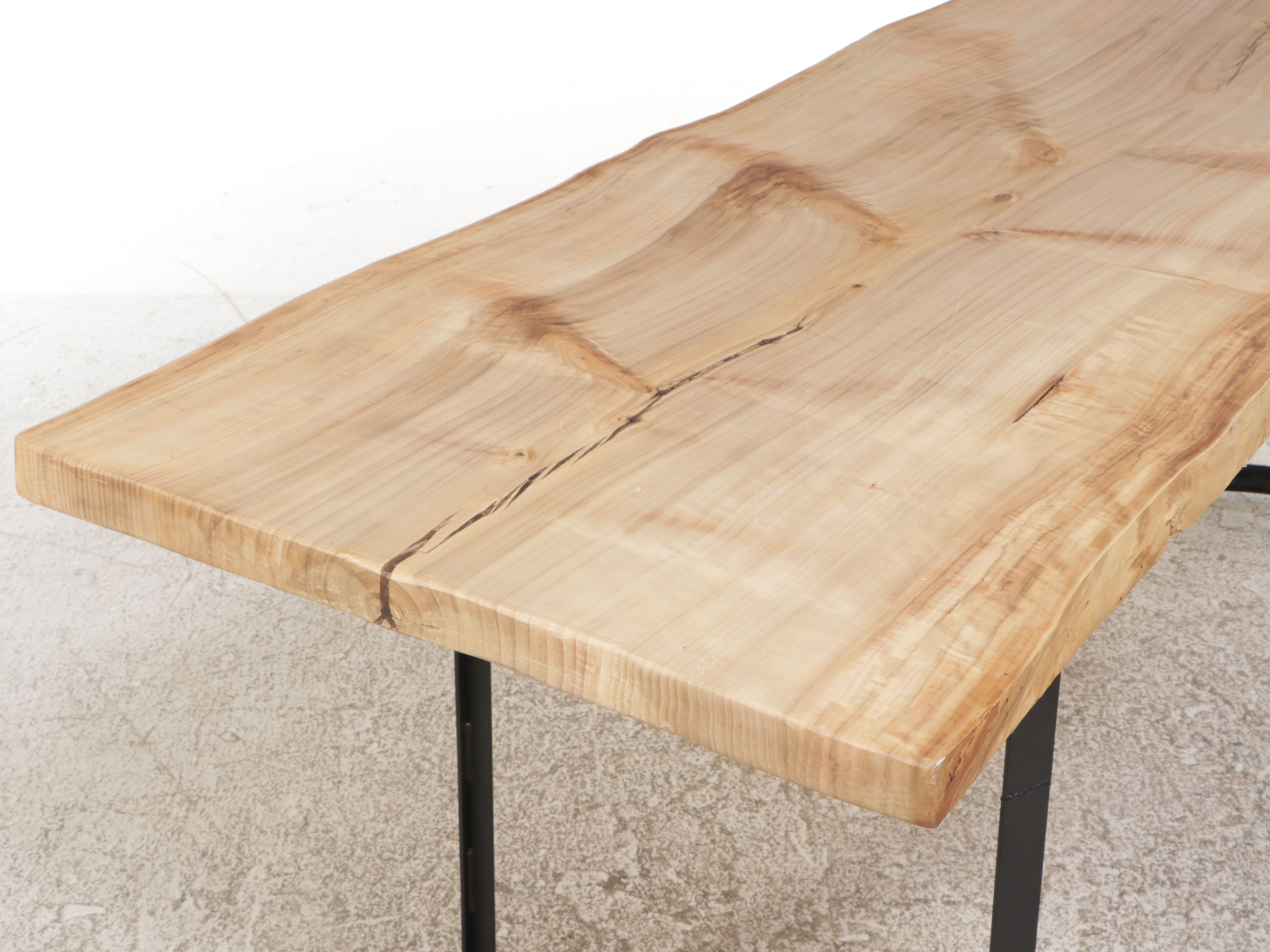 Contemporary Industrial Style Wood Slab Dining Table