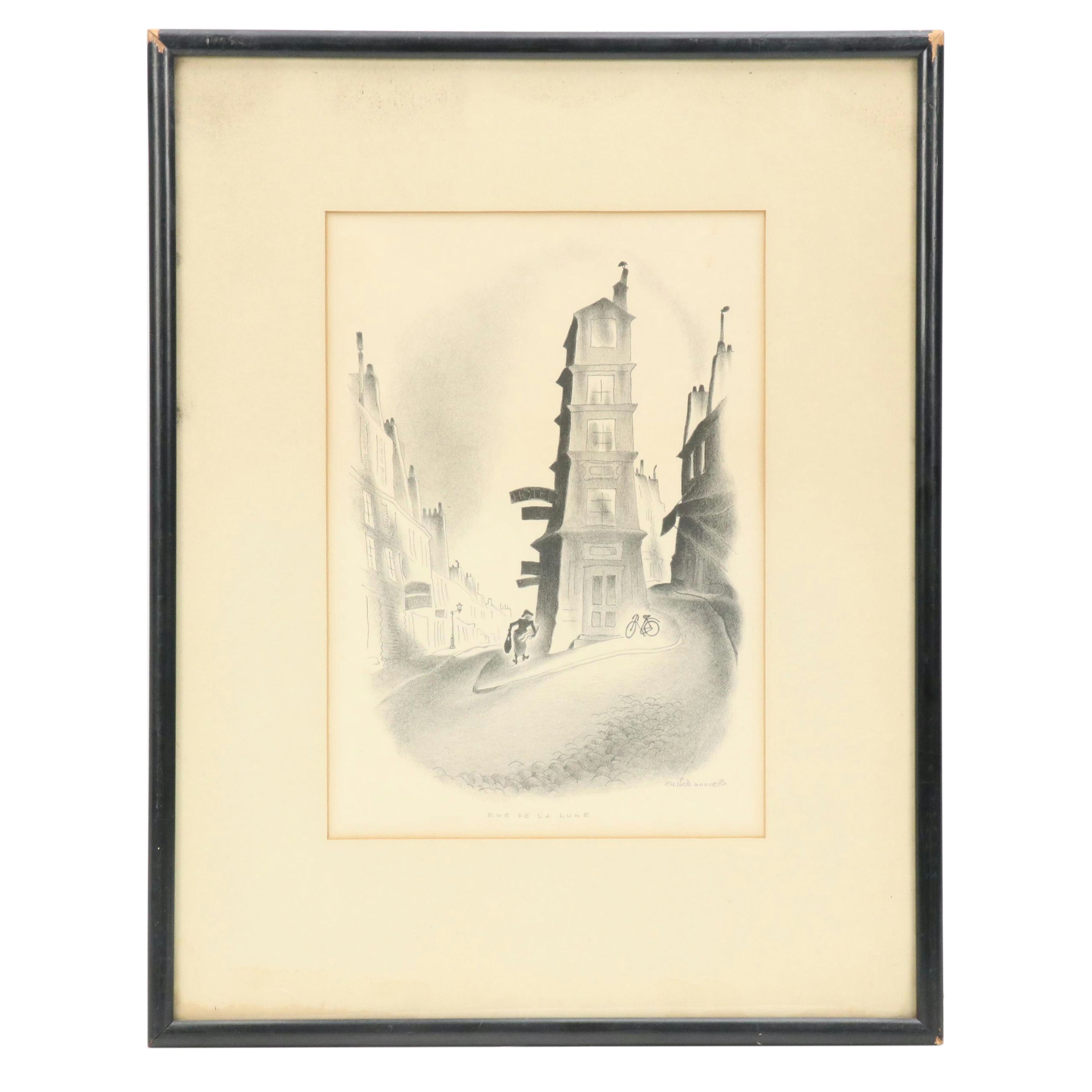 Ellison Hoover Lithograph "Rue De La Lune"