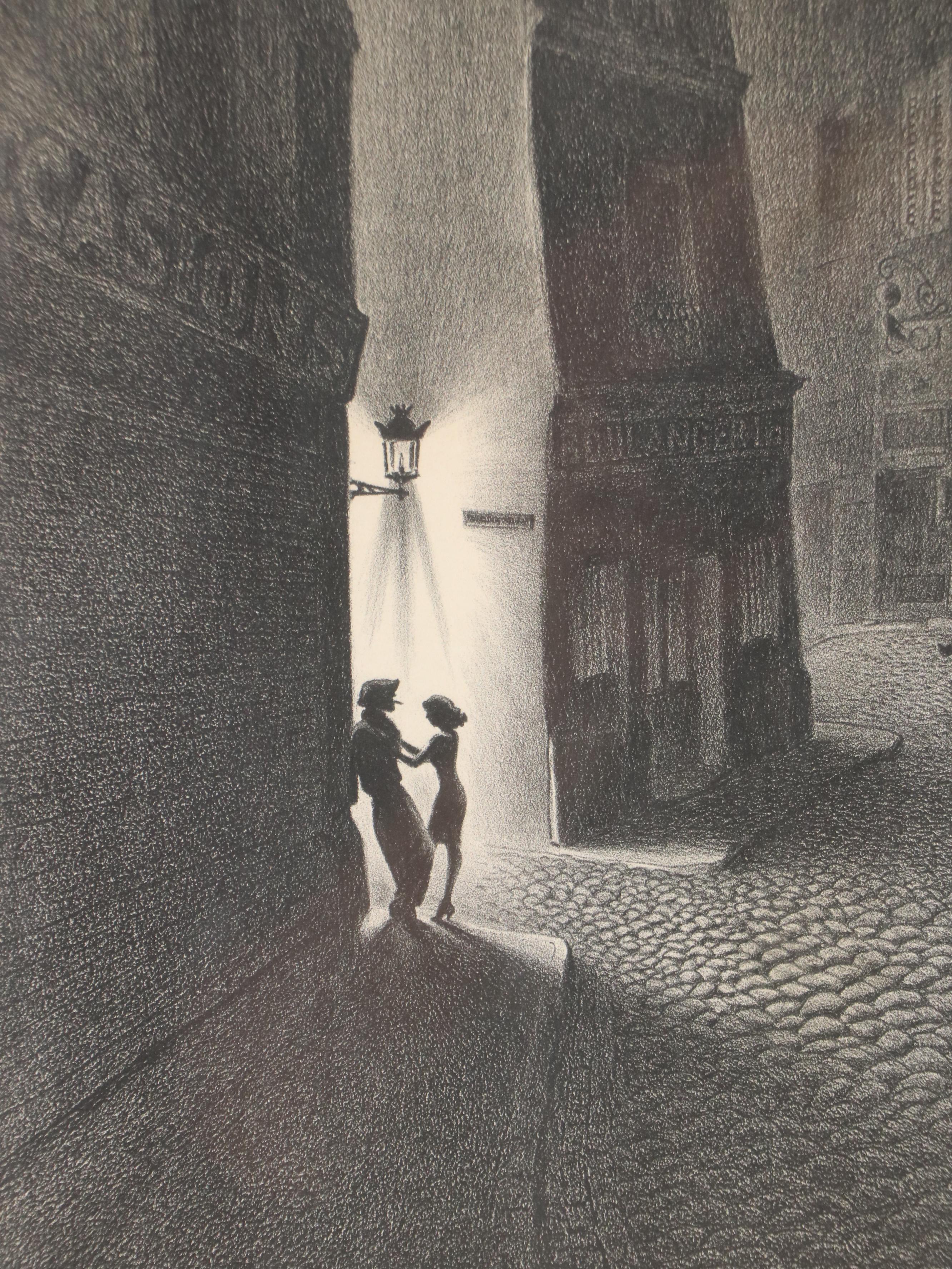 Ellison Hoover Modern Street Scene Lithograph "Monmartre"