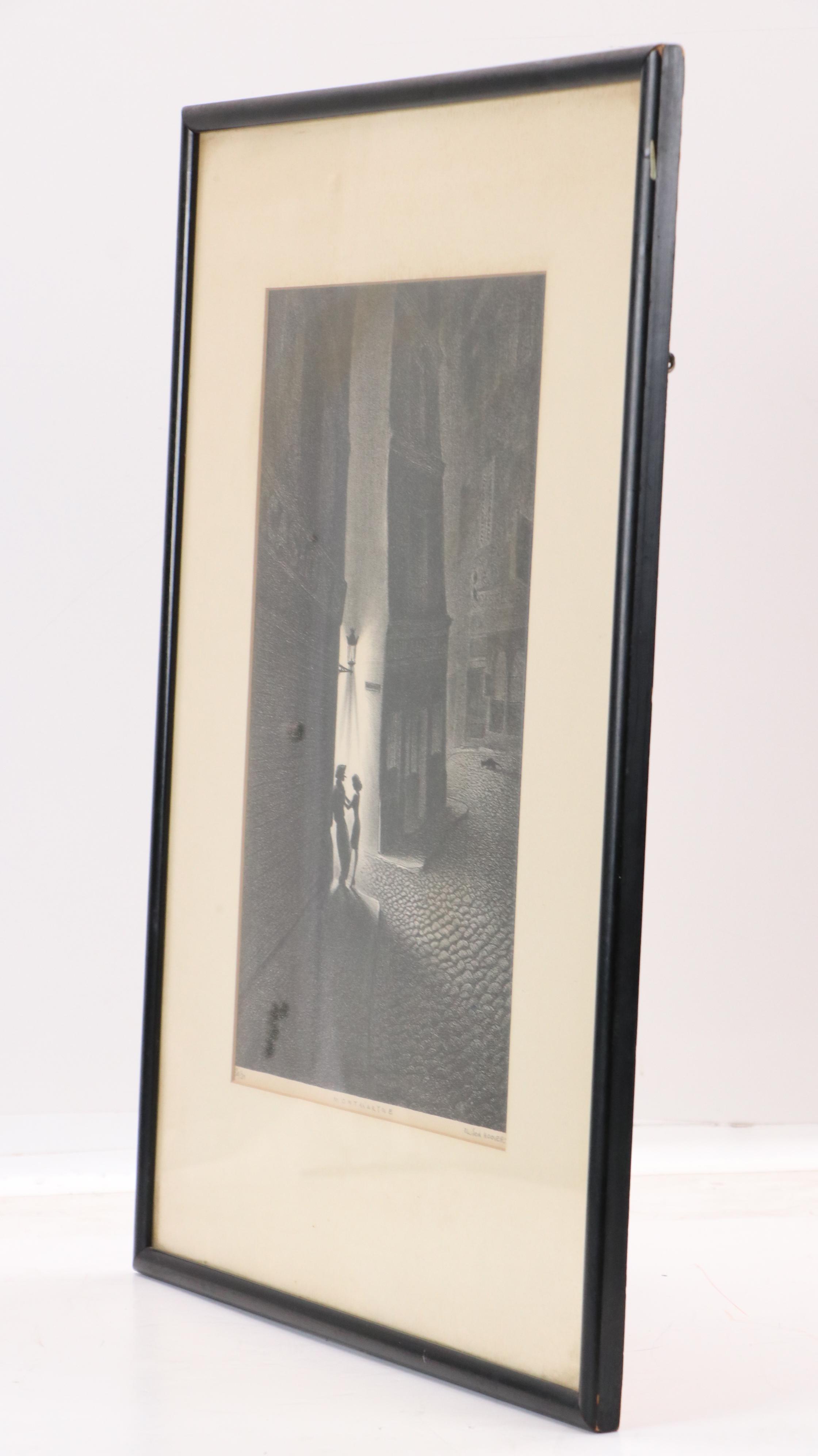 Ellison Hoover Modern Street Scene Lithograph "Monmartre"