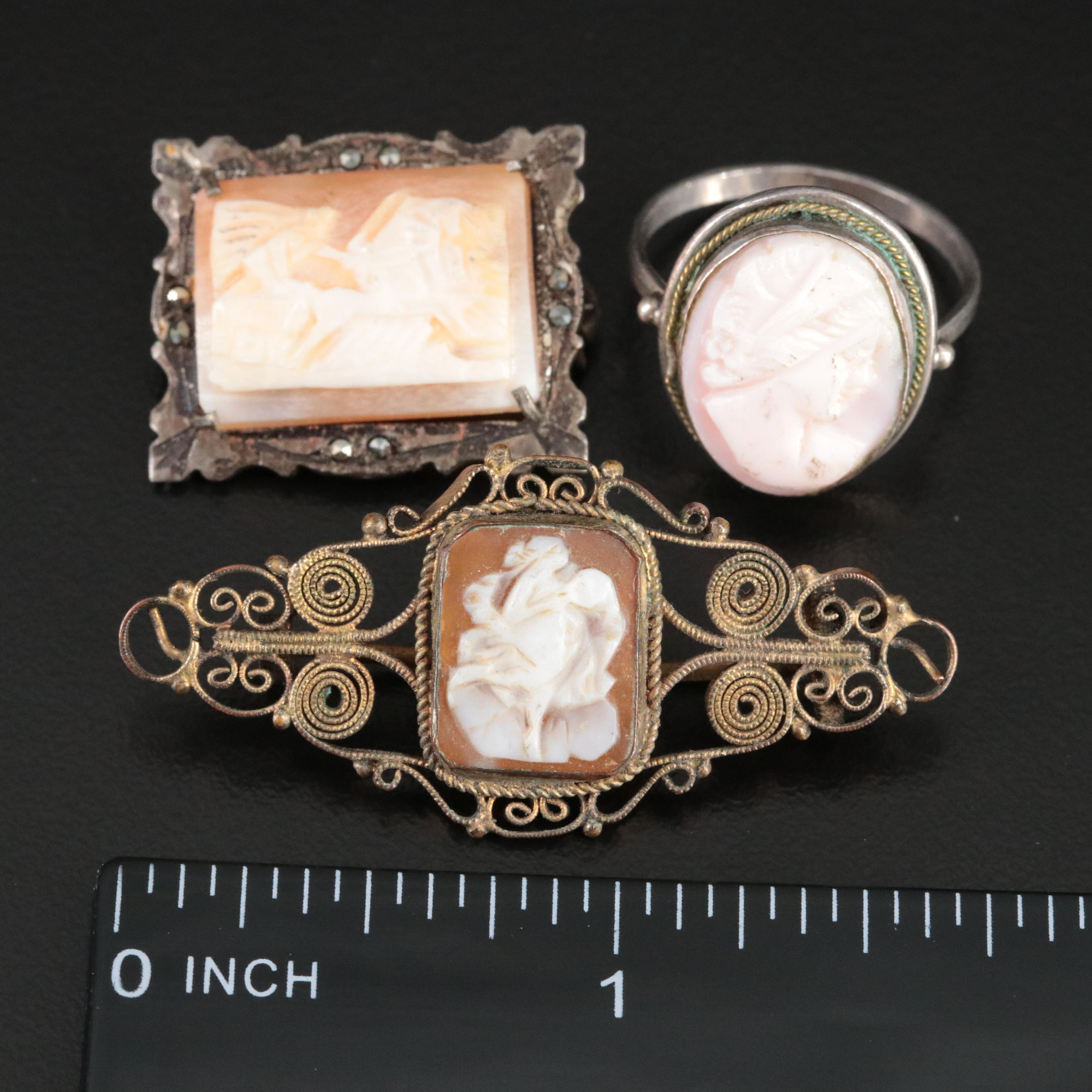Vintage Silver and Gold-Filled Cameo Collection