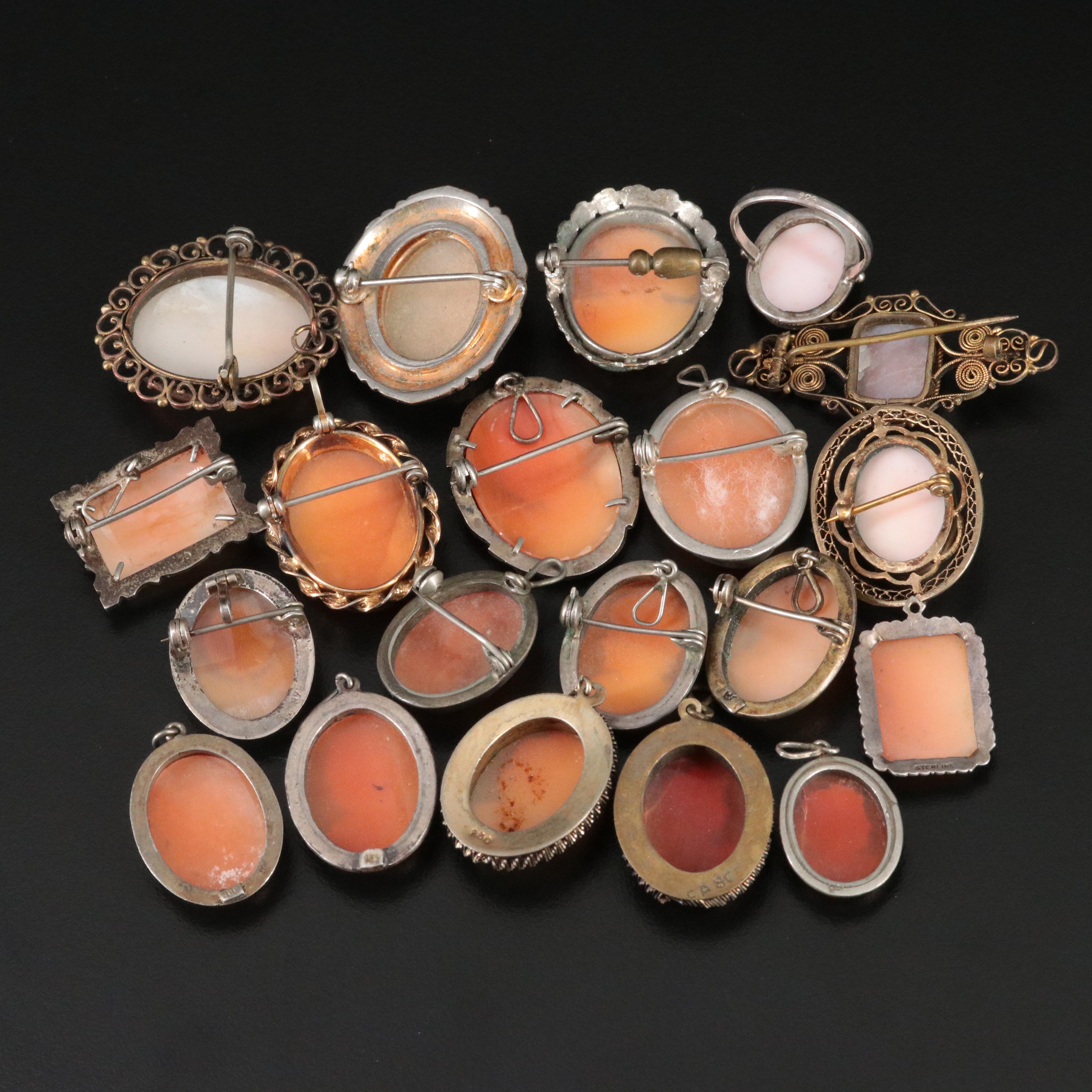 Vintage Silver and Gold-Filled Cameo Collection