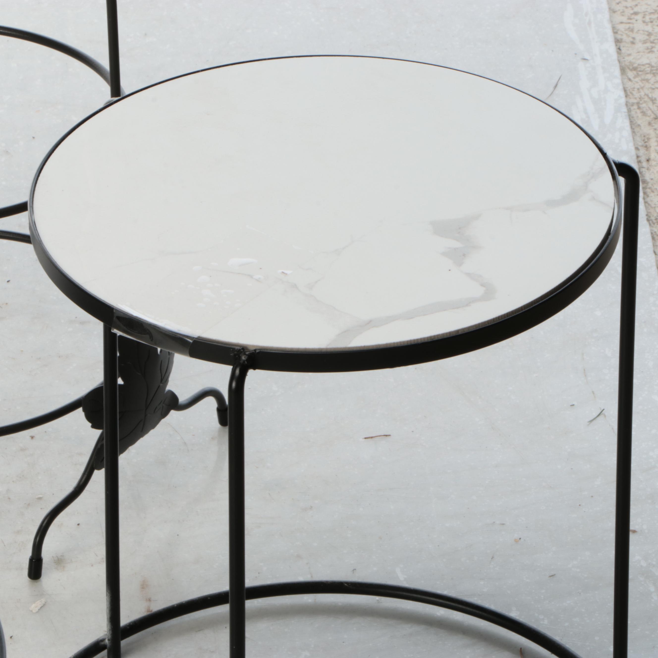 Wrought Iron Table-Top Wine Rack with Metal Plant Stands and Plate Rack