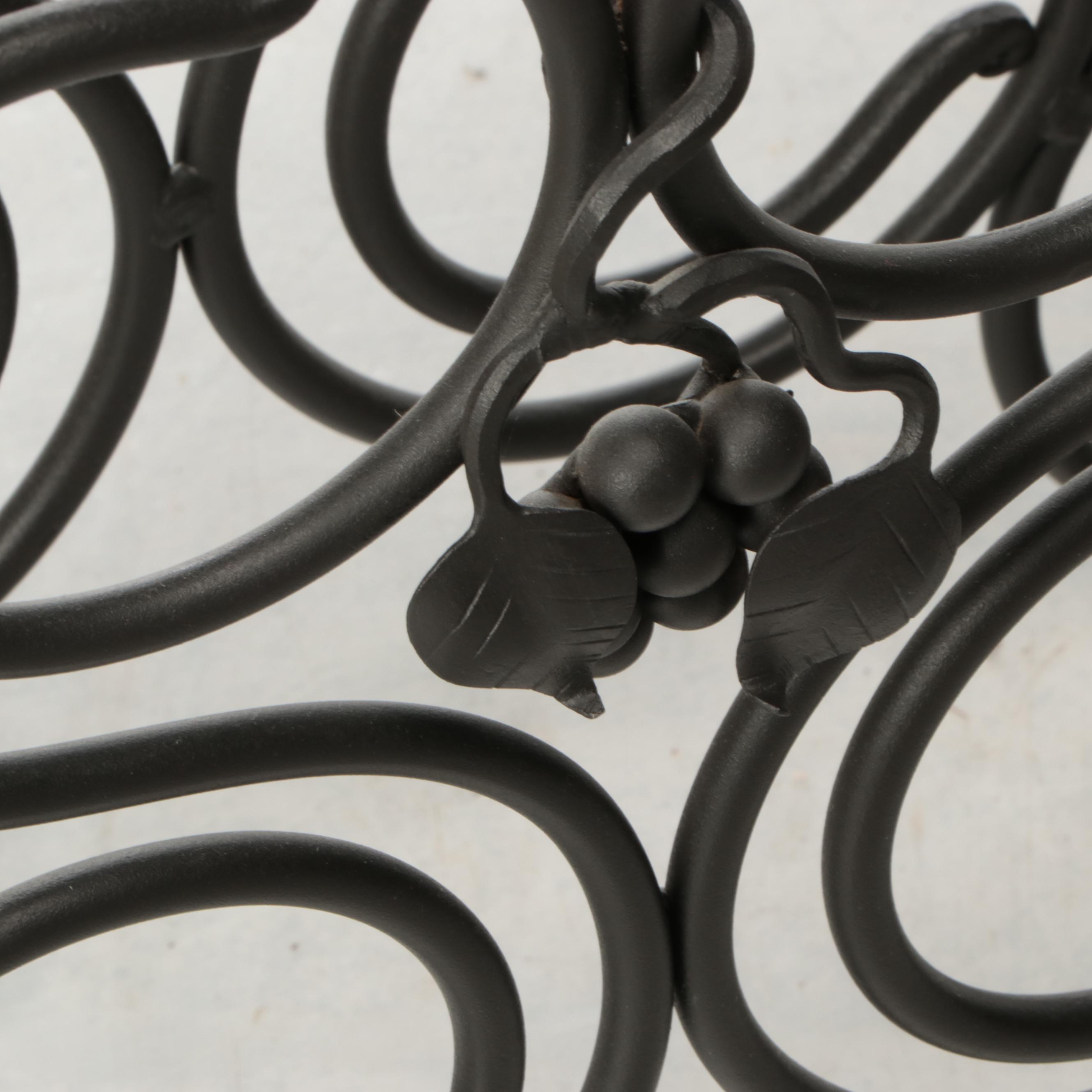 Wrought Iron Table-Top Wine Rack with Metal Plant Stands and Plate Rack