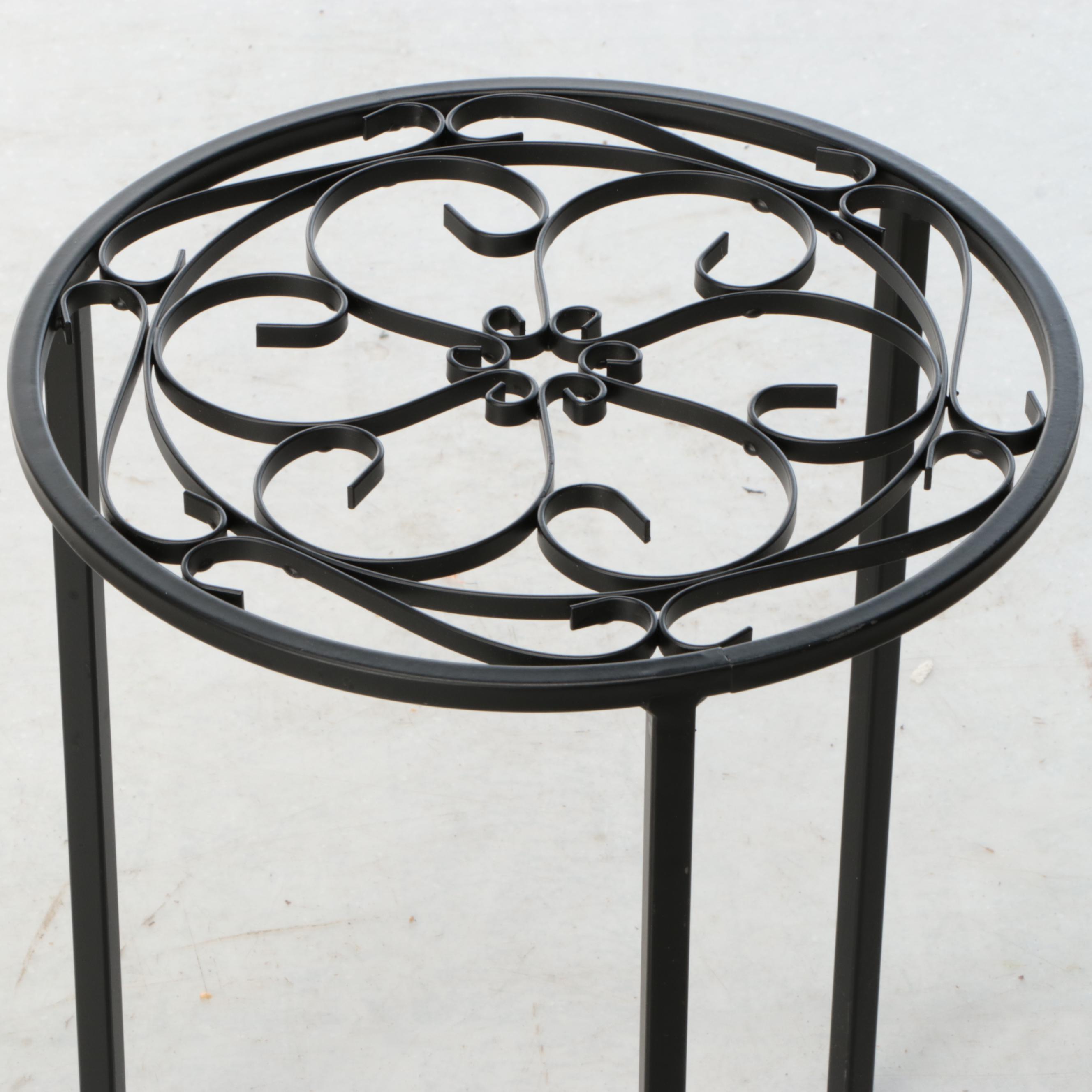 Wrought Iron Table-Top Wine Rack with Metal Plant Stands and Plate Rack