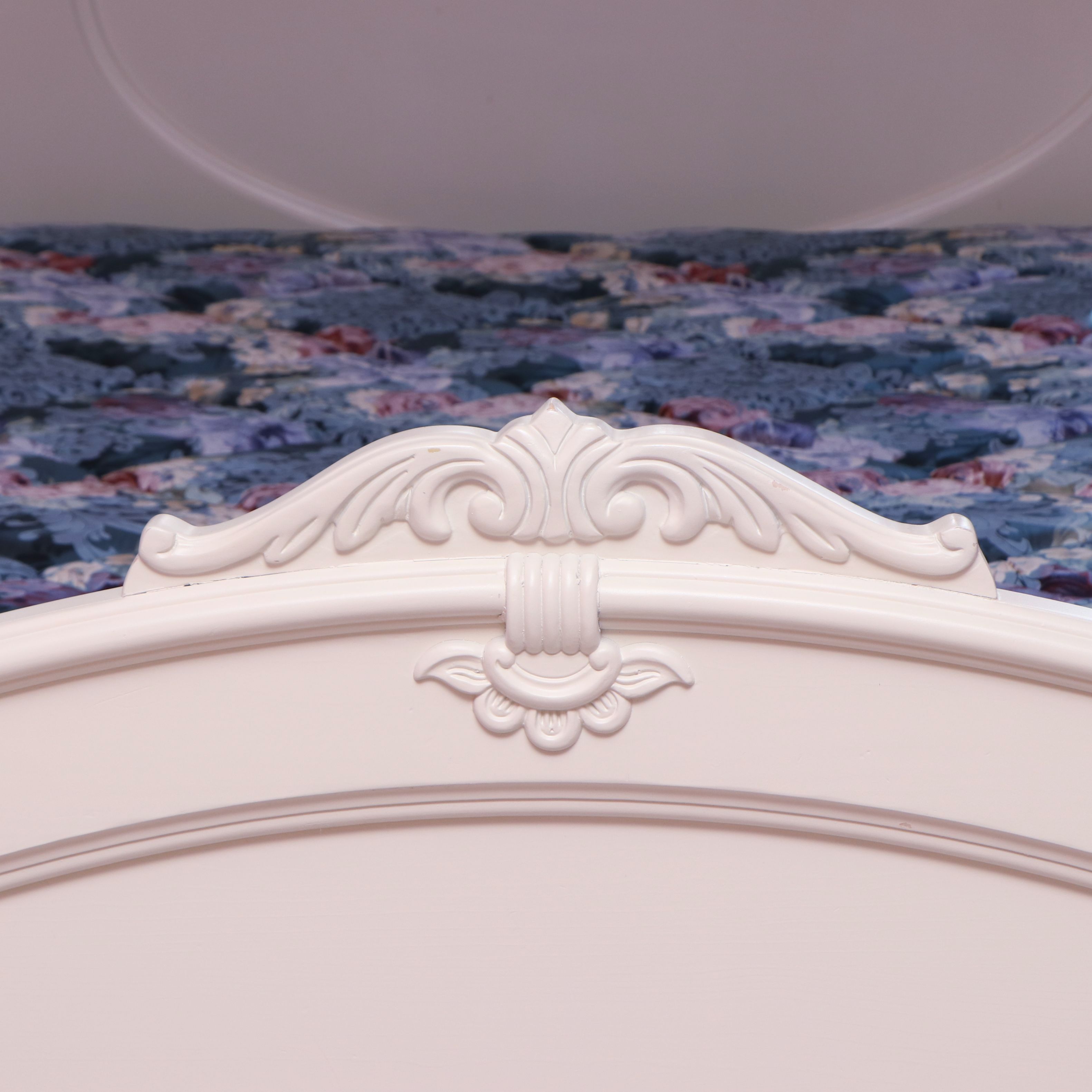 Rococo Style Painted Wood Queen Sized Bed Frame