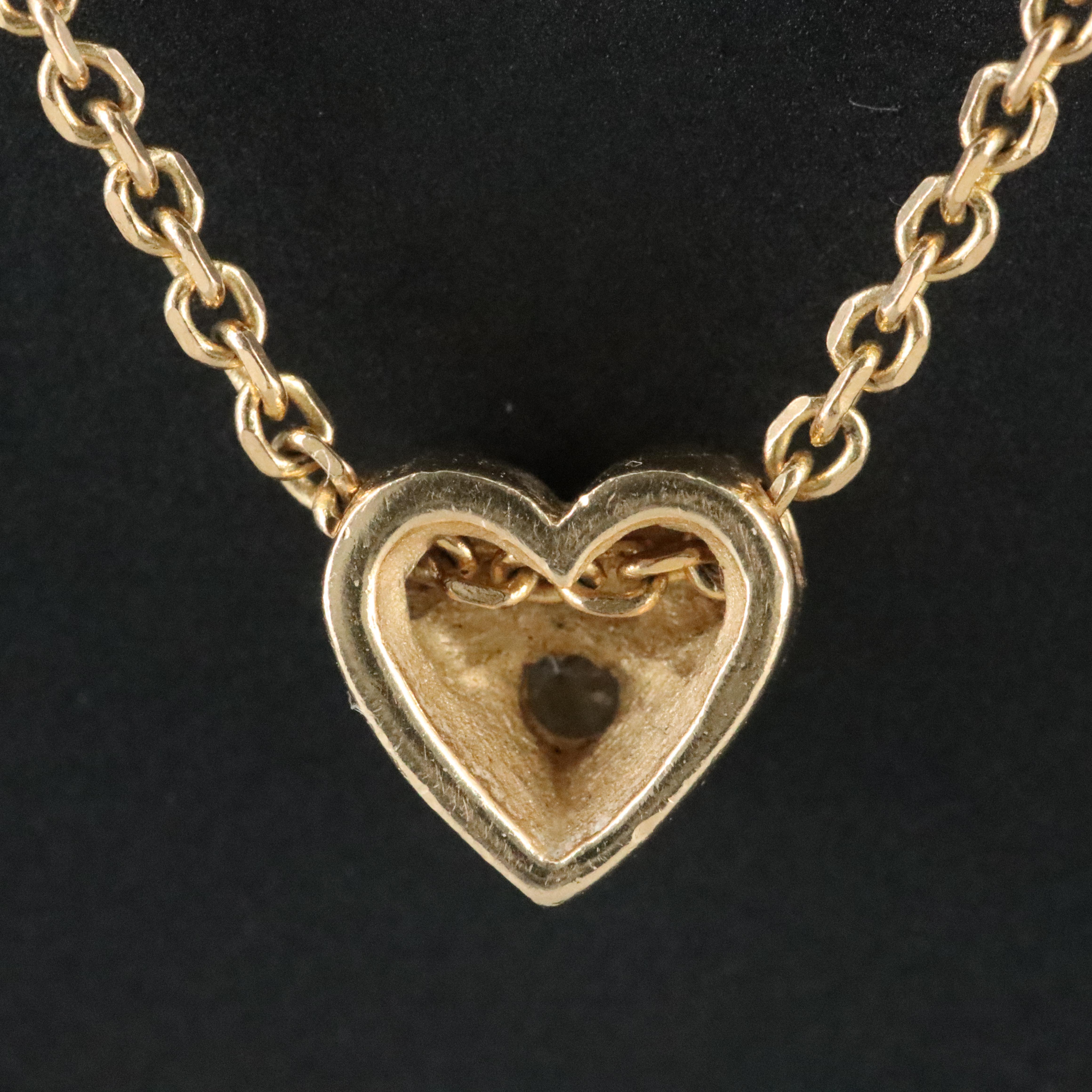 14K 0.08 CT Diamond Solitaire Heart Pendant Necklace