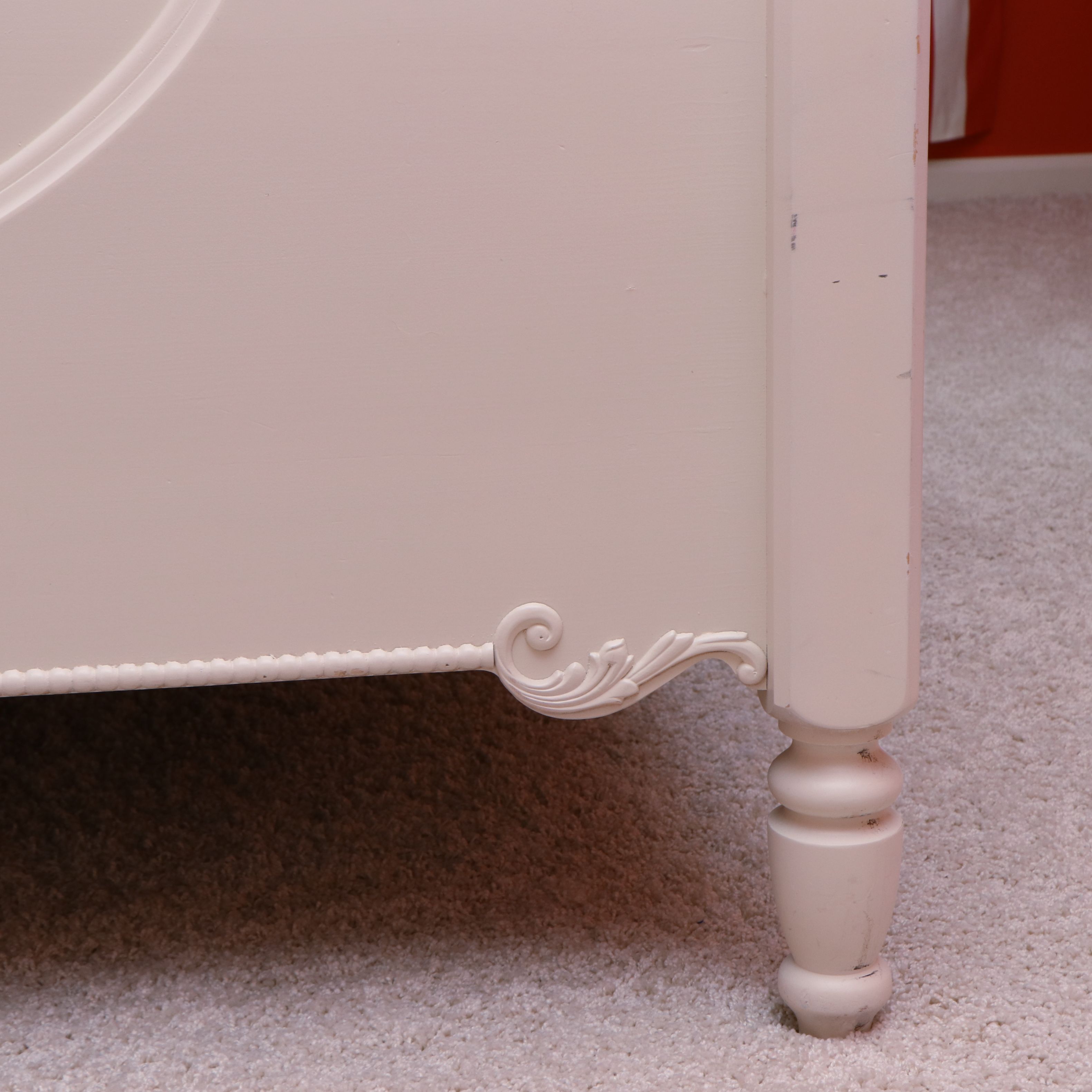 Rococo Style Painted Wood Queen Sized Bed Frame