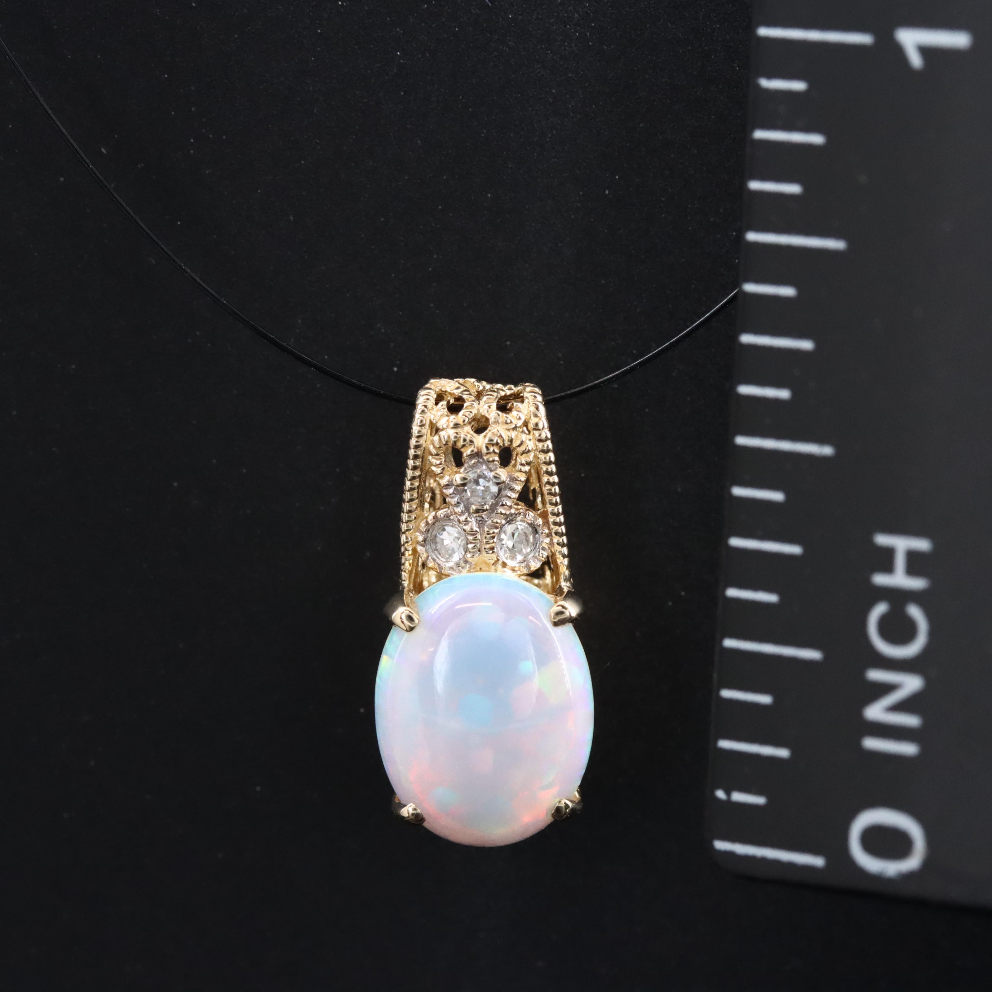 10K Opal and Diamond Pendant