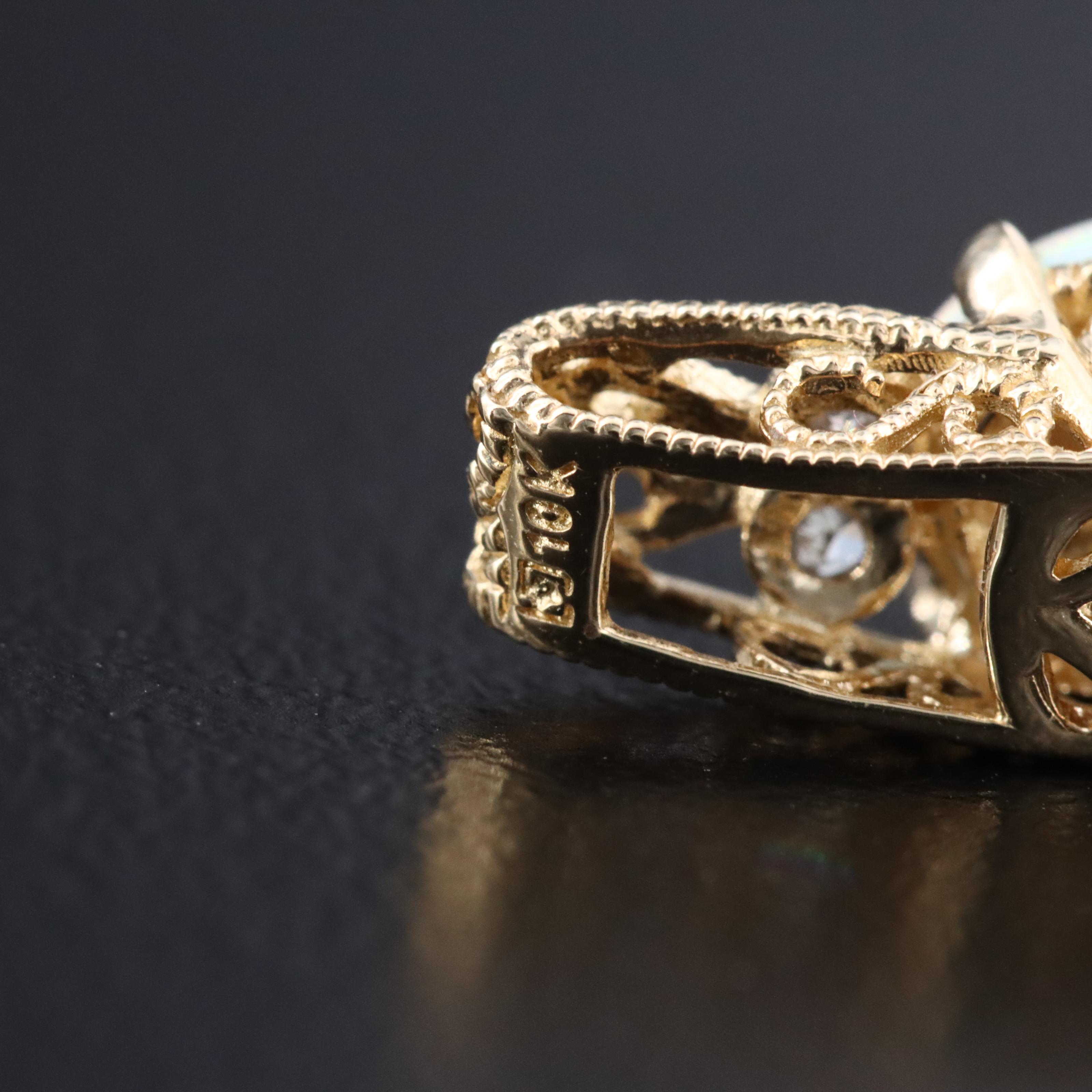 10K Opal and Diamond Pendant