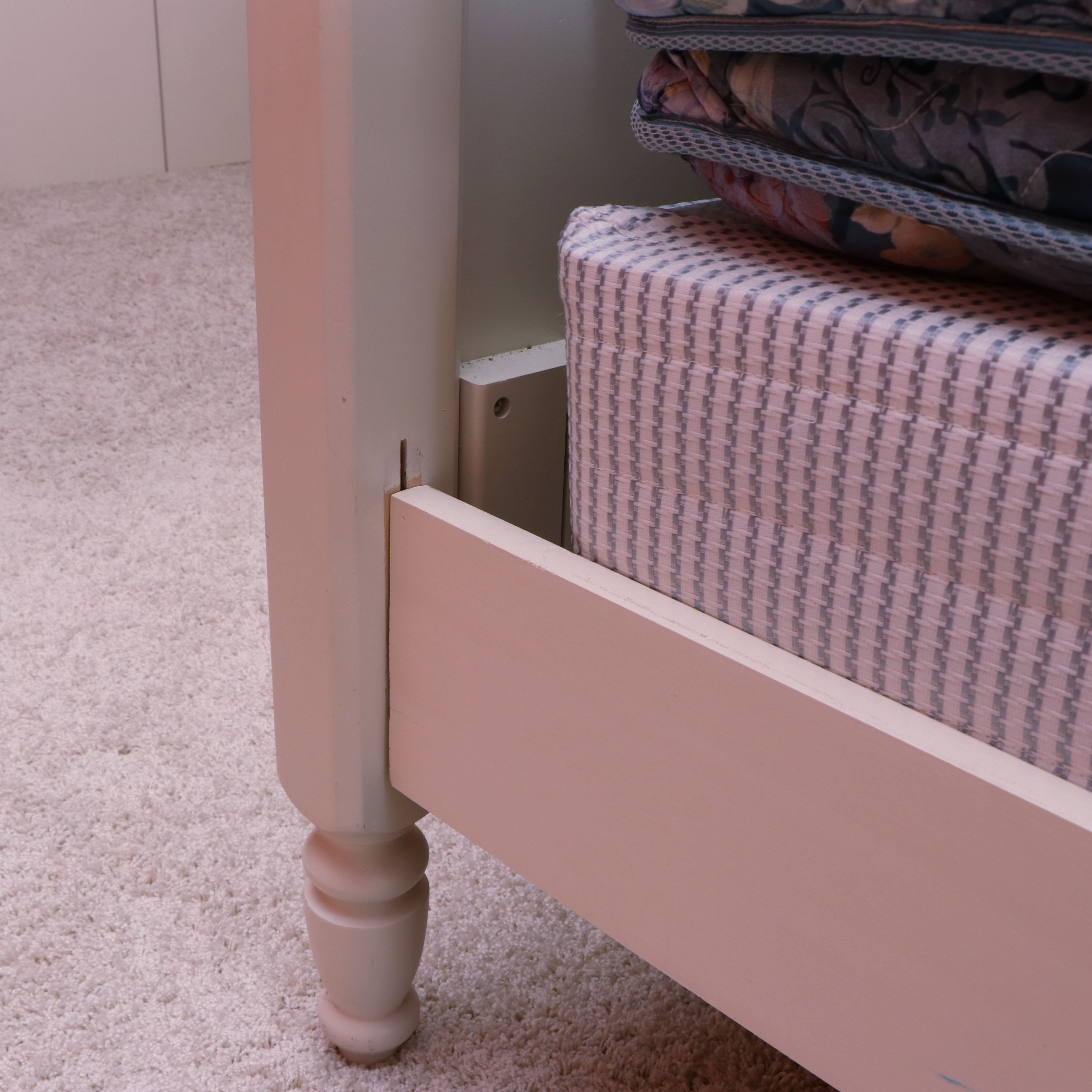 Rococo Style Painted Wood Queen Sized Bed Frame