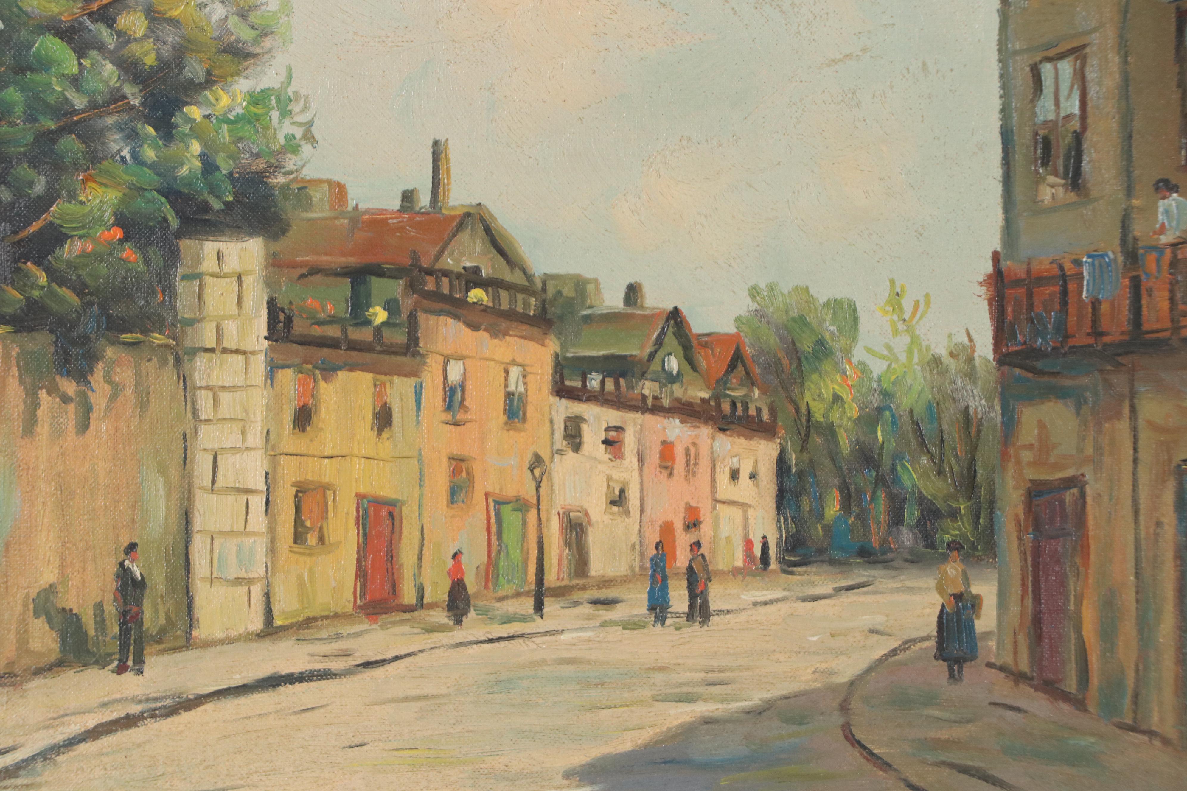 A. Bonheur Street Scene Oil Painting, Mid-20th Century