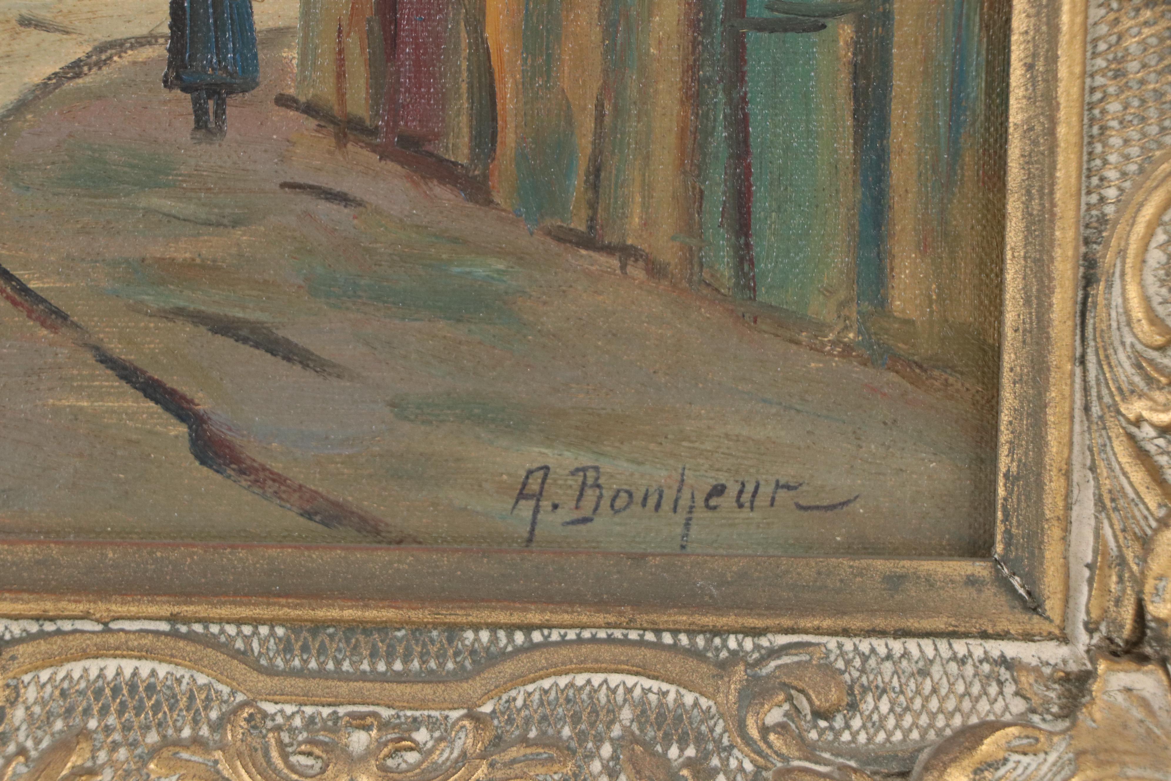 A. Bonheur Street Scene Oil Painting, Mid-20th Century
