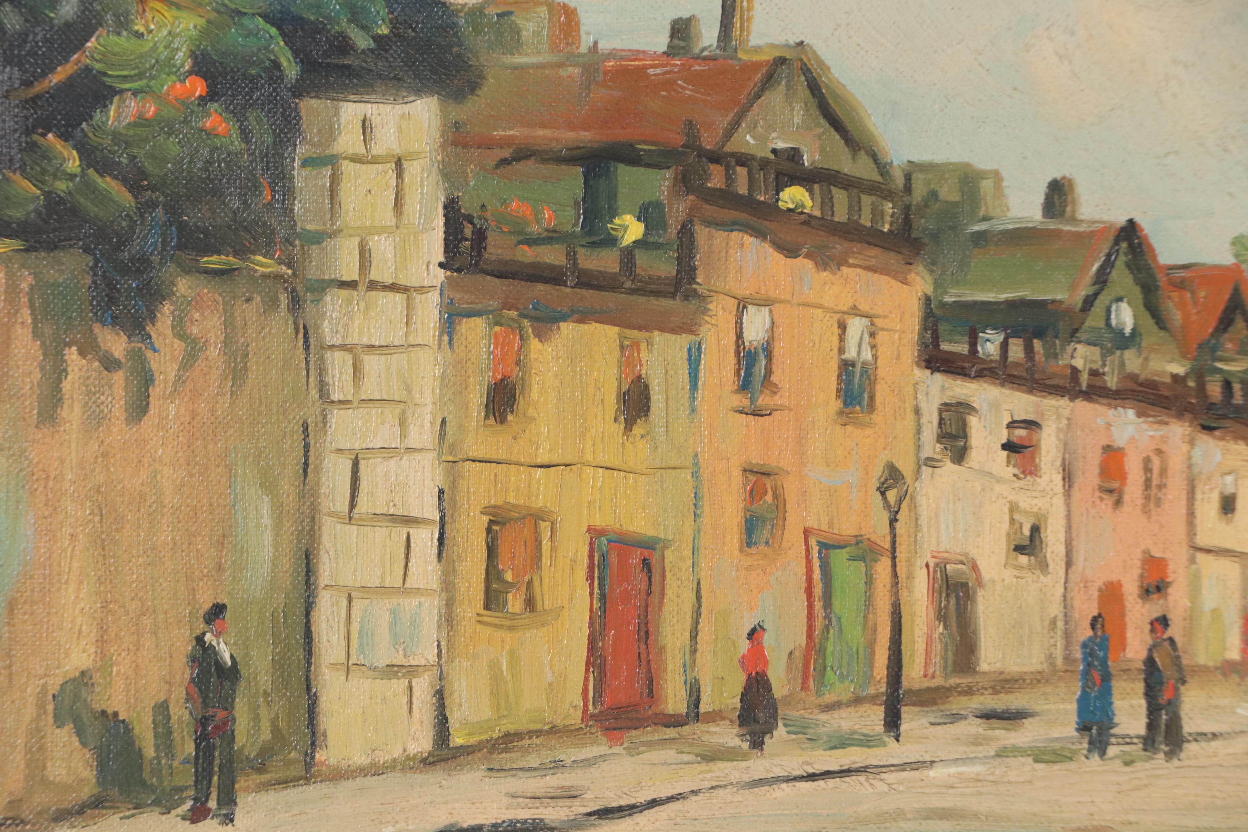 A. Bonheur Street Scene Oil Painting, Mid-20th Century