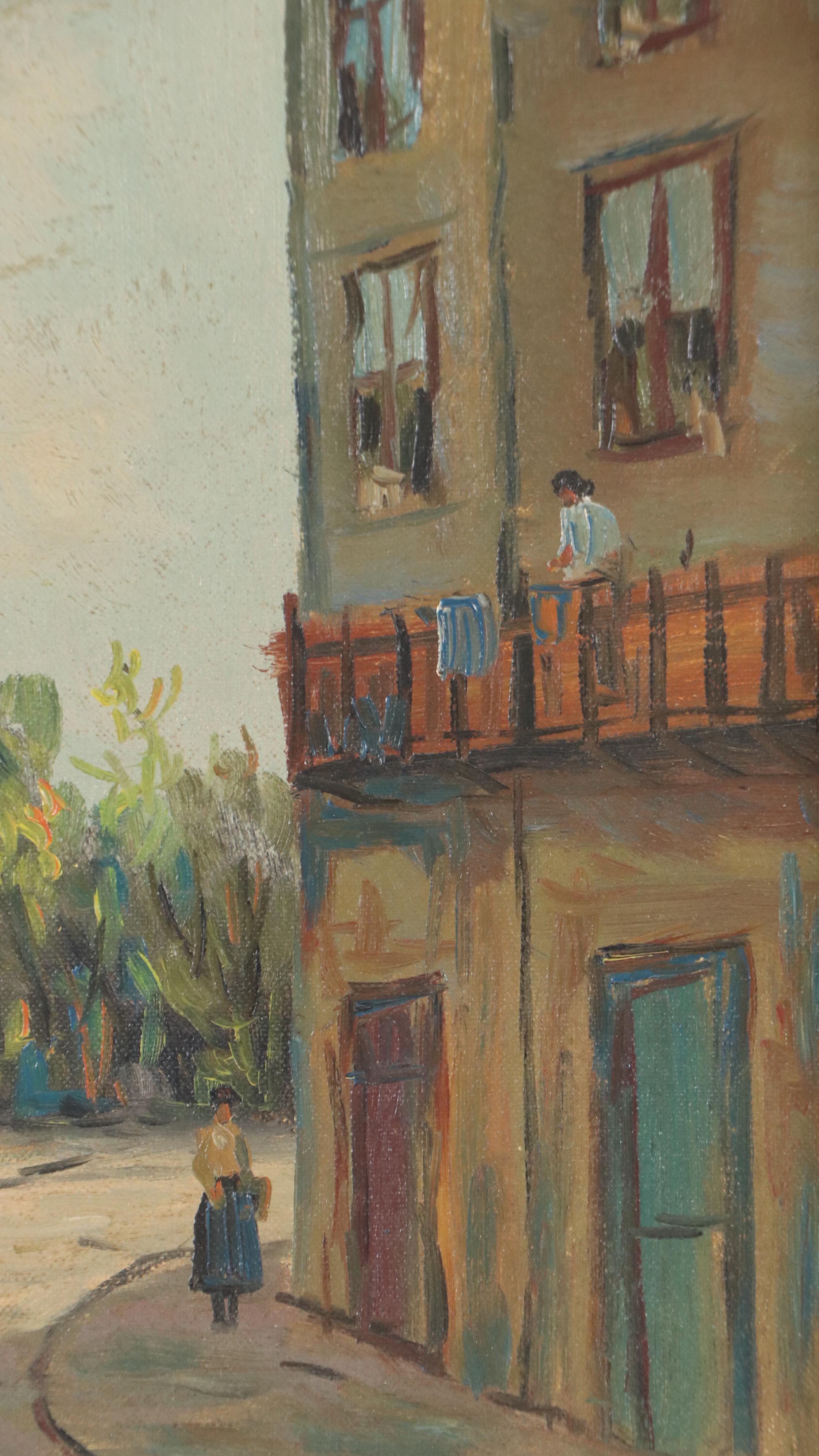 A. Bonheur Street Scene Oil Painting, Mid-20th Century