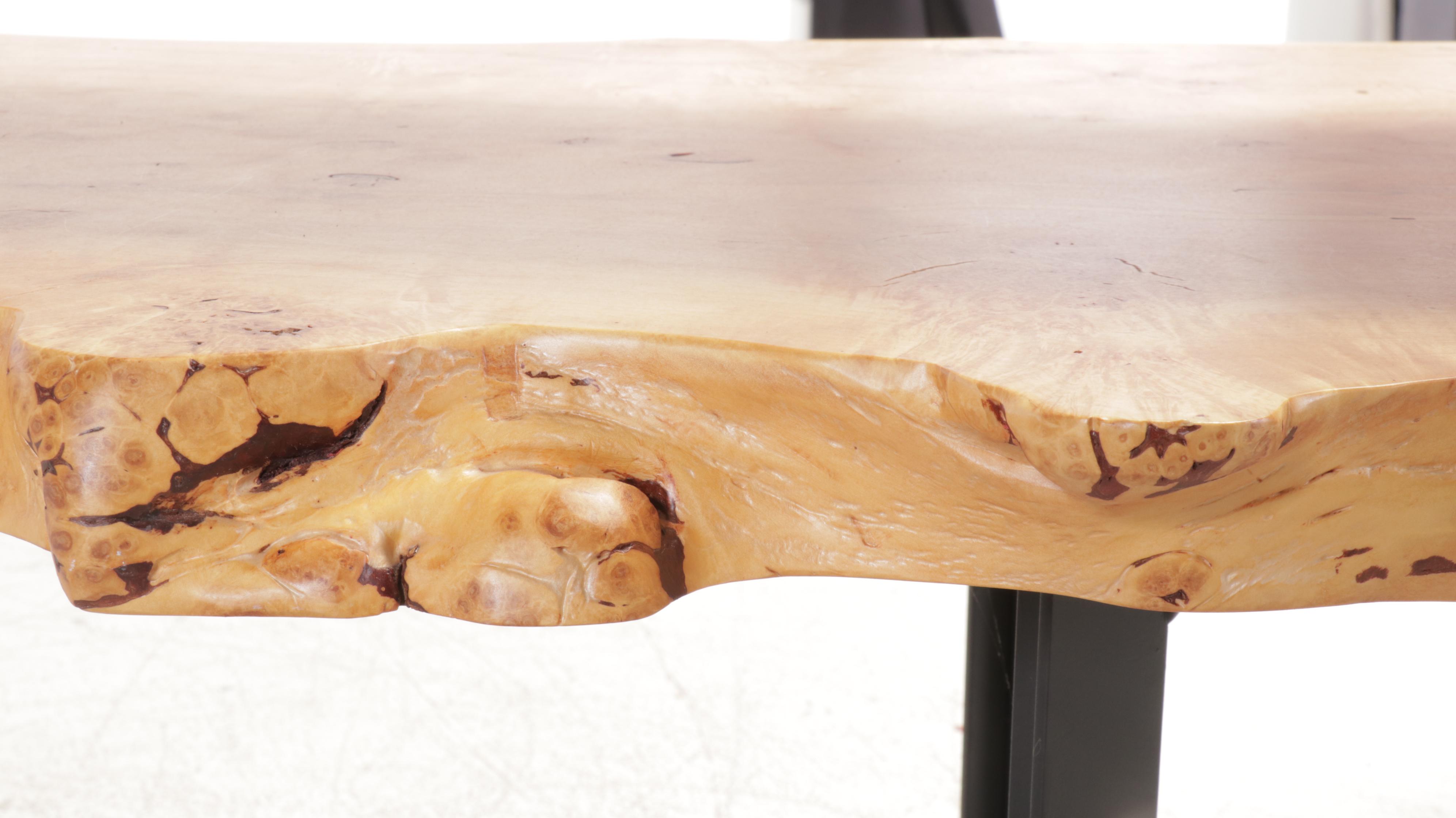 The Payne Woodshop Industrial Style Two-Tiered Wood Slab Console Table