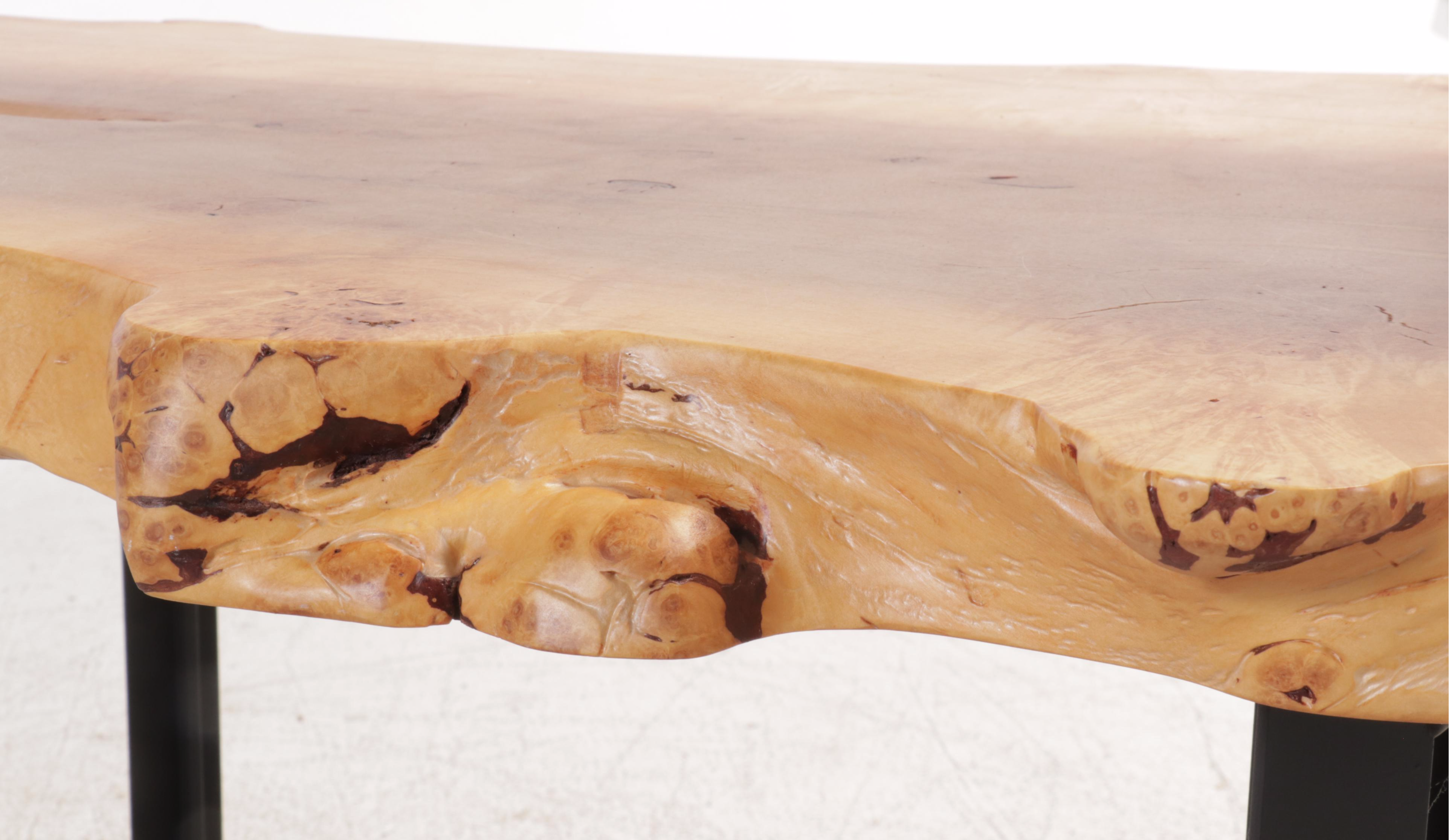 The Payne Woodshop Industrial Style Two-Tiered Wood Slab Console Table