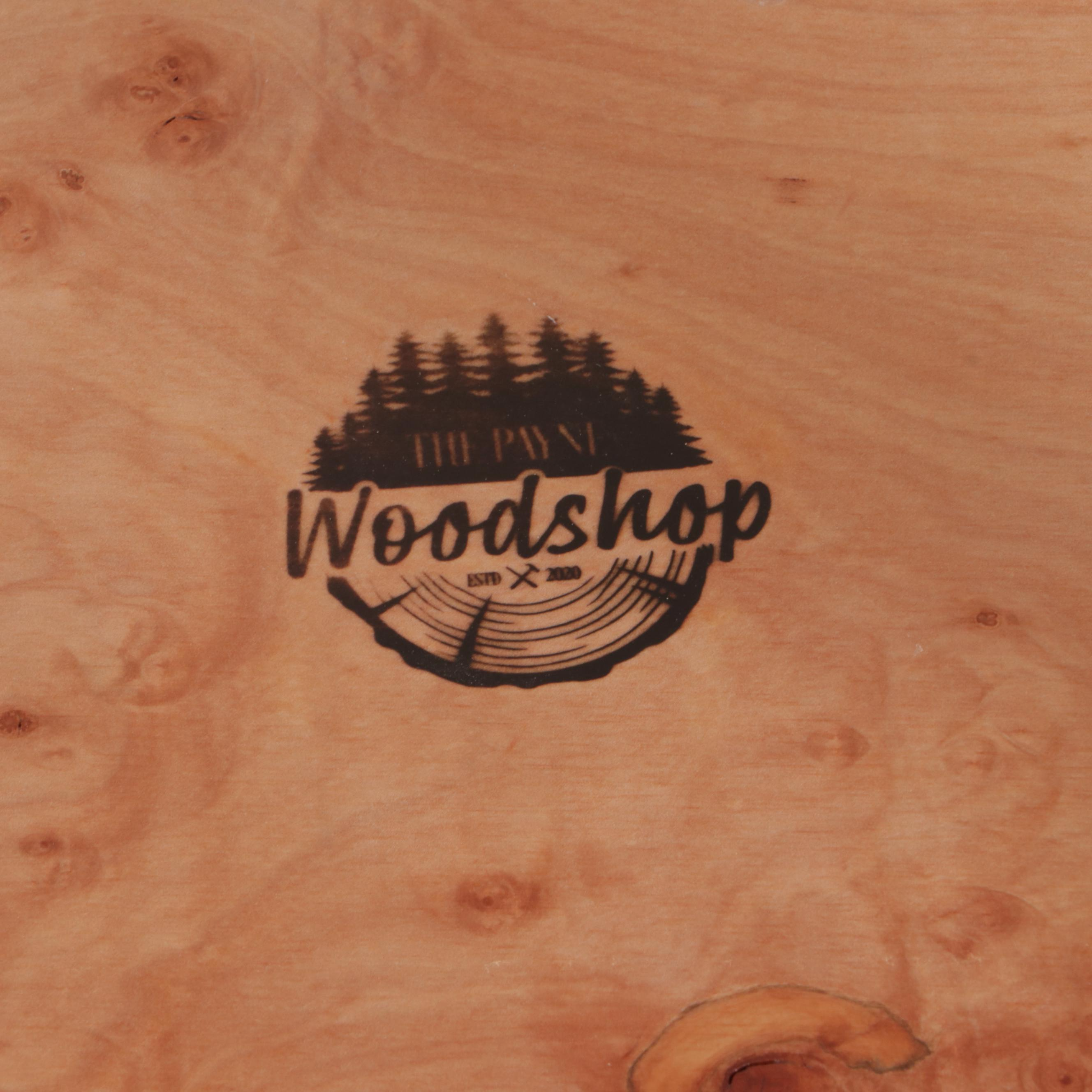 The Payne Woodshop Industrial Style Two-Tiered Wood Slab Console Table