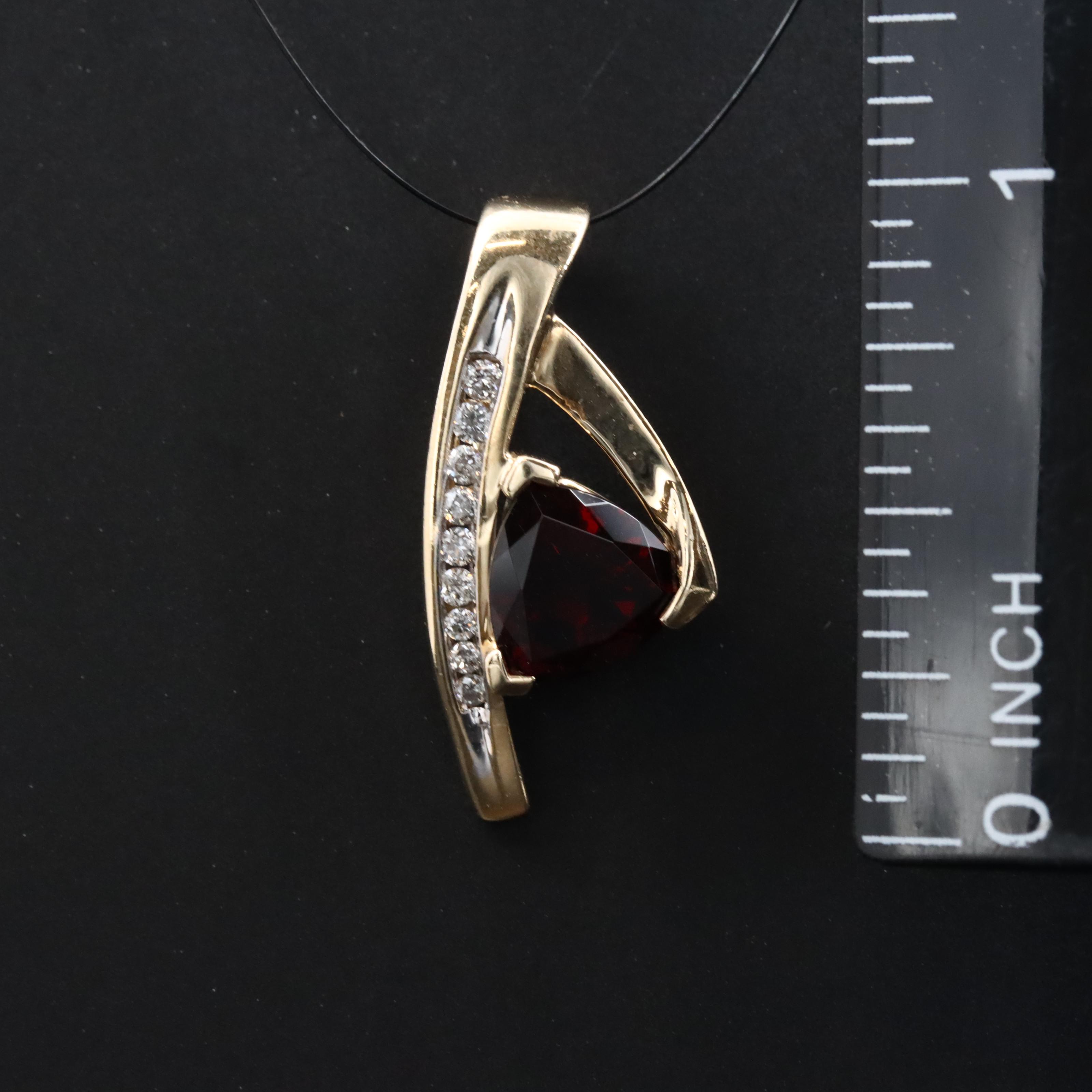 10K Garnet and Diamond Pendant