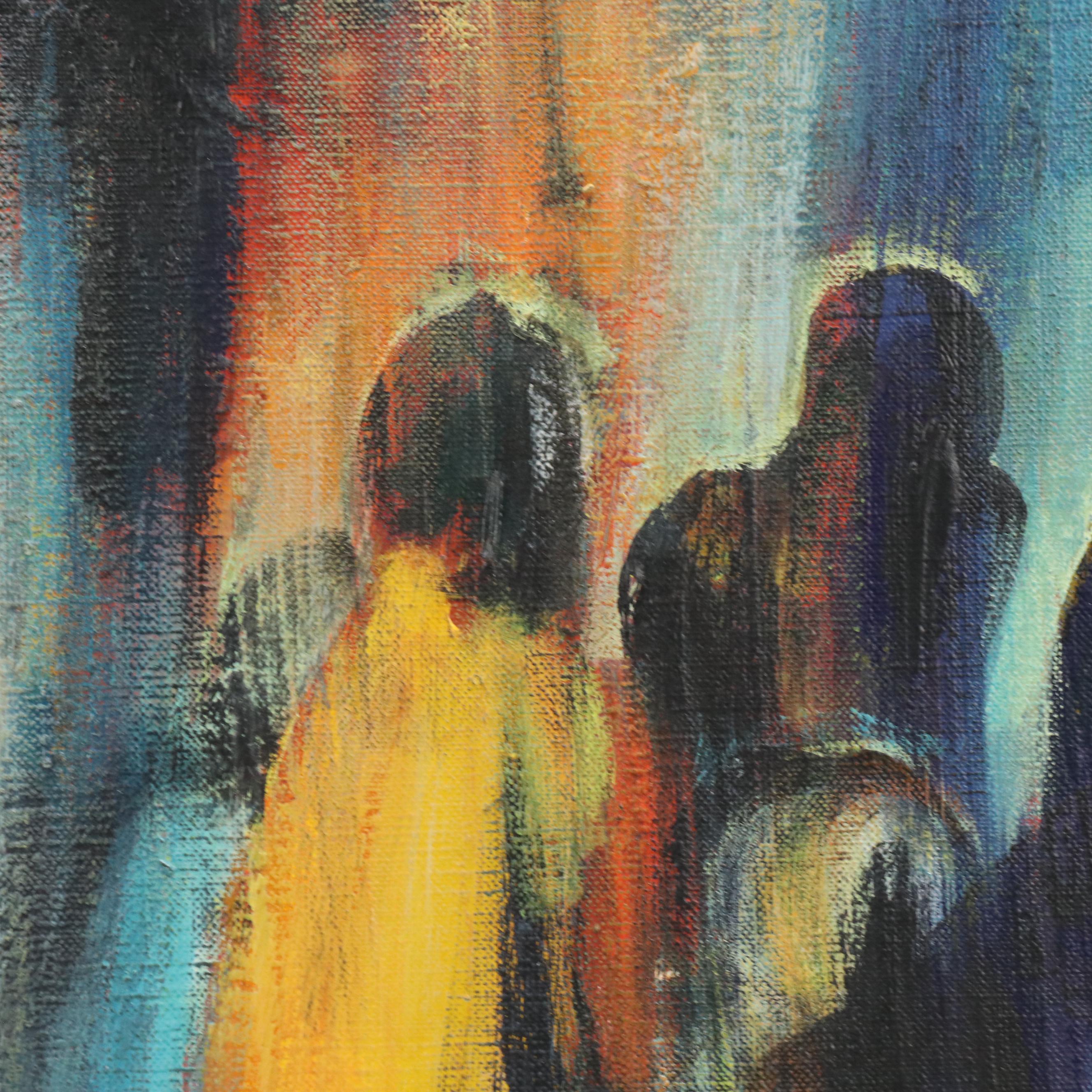 Abstract Expressionist Style Figurative Oil Painting