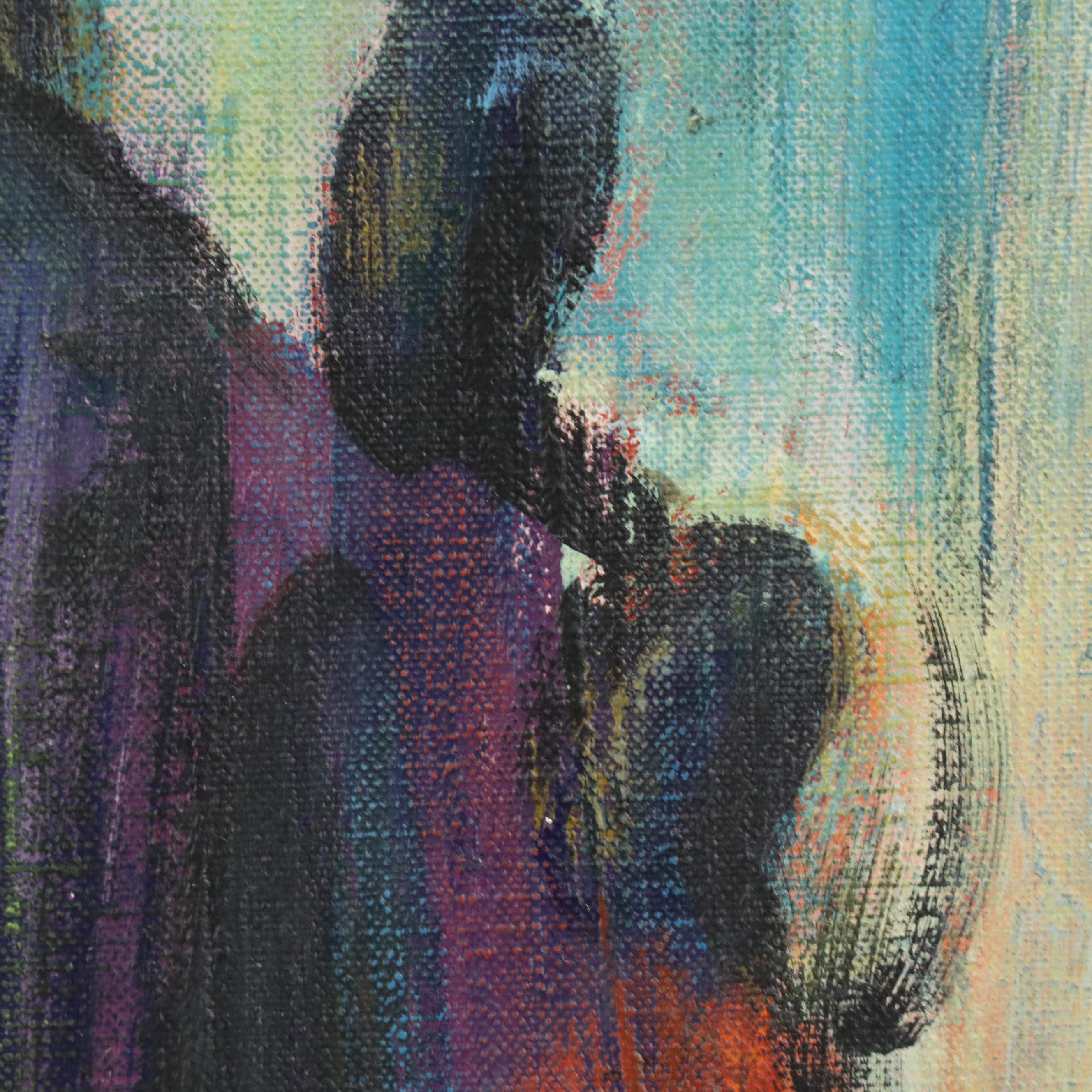 Abstract Expressionist Style Figurative Oil Painting