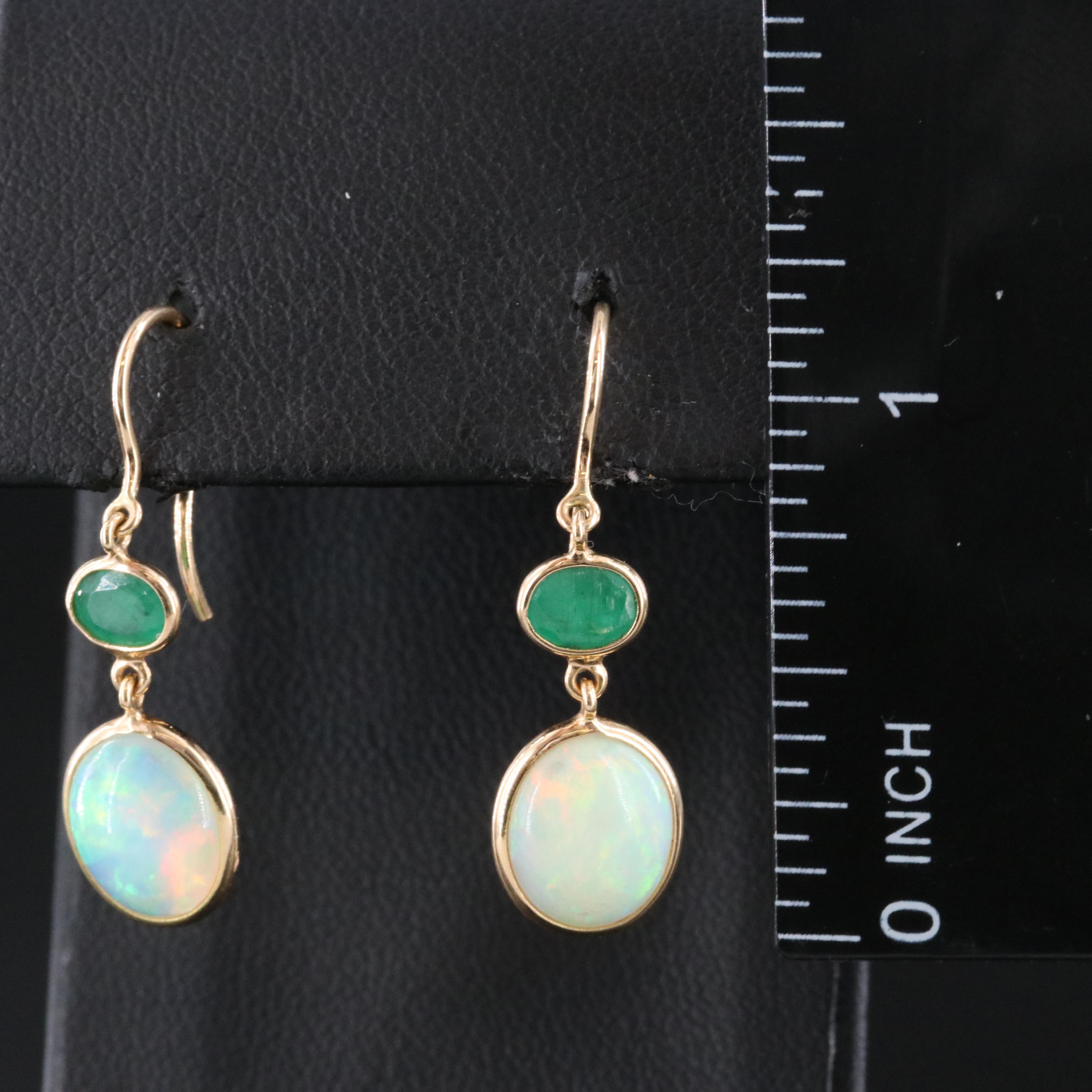 18K Opal and Emerald Drop Earrings
