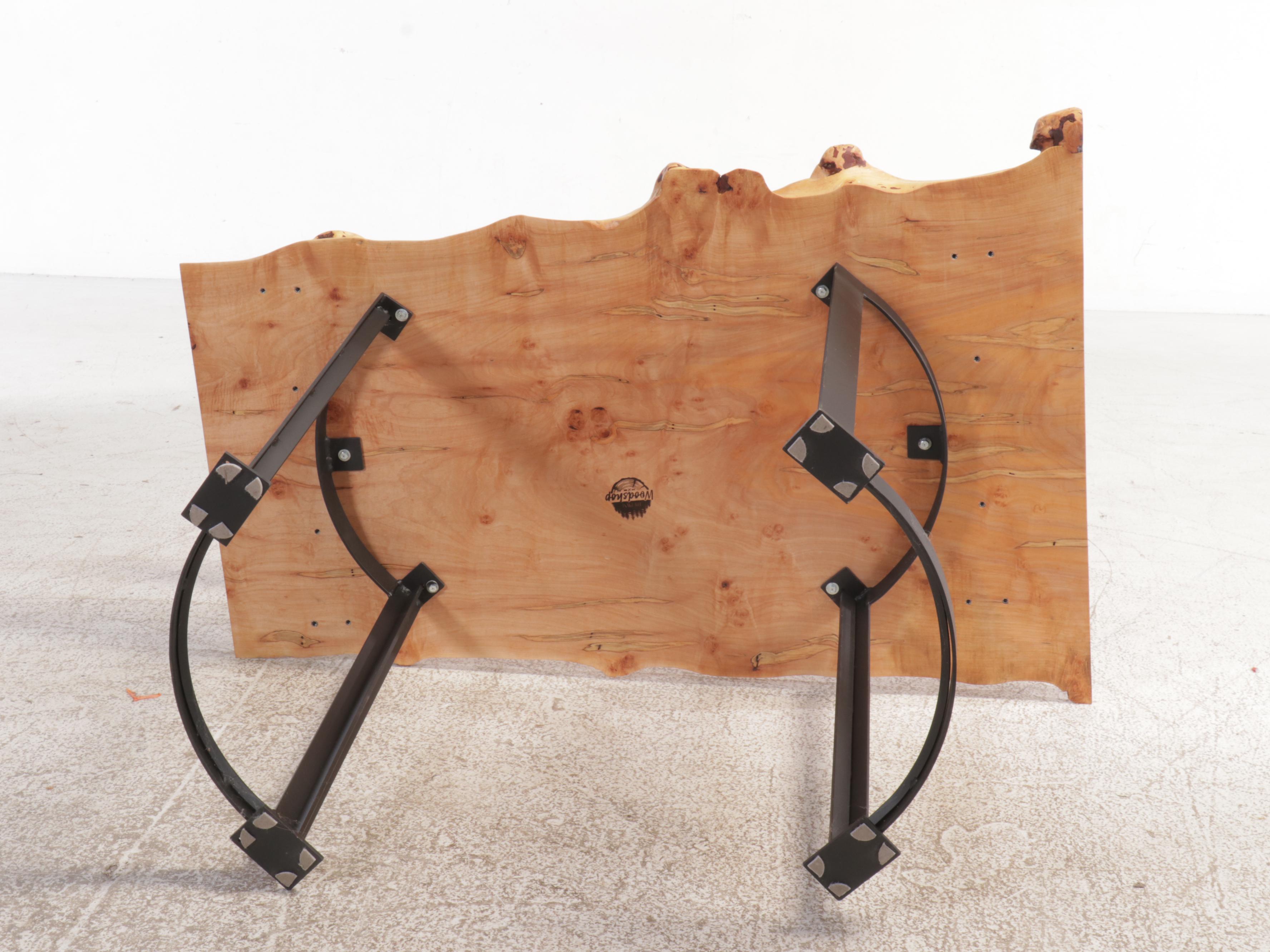 The Payne Woodshop Industrial Style Two-Tiered Wood Slab Console Table