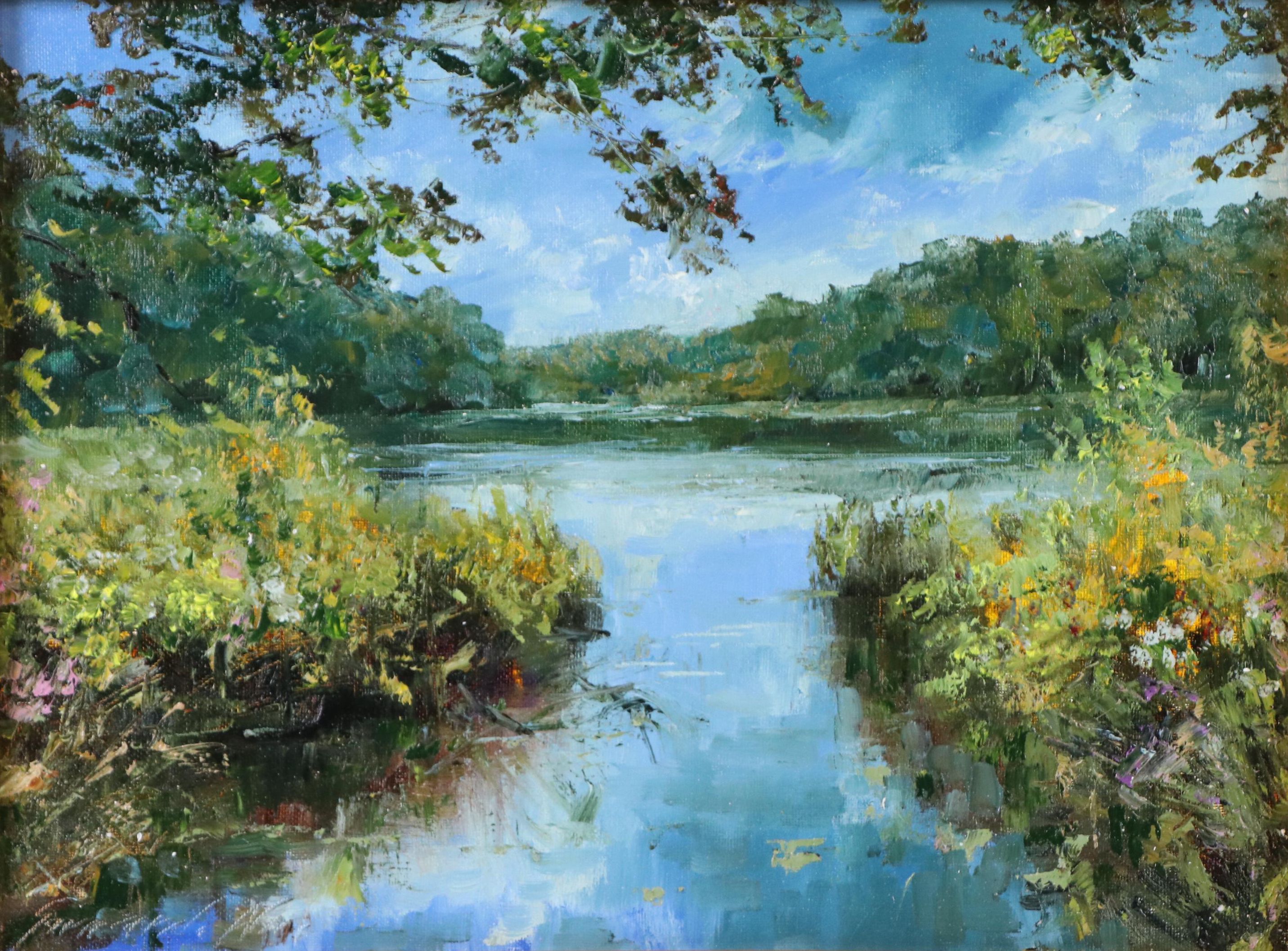 Garncarek Aleksander Pond Landscape Oil Painting, 2025