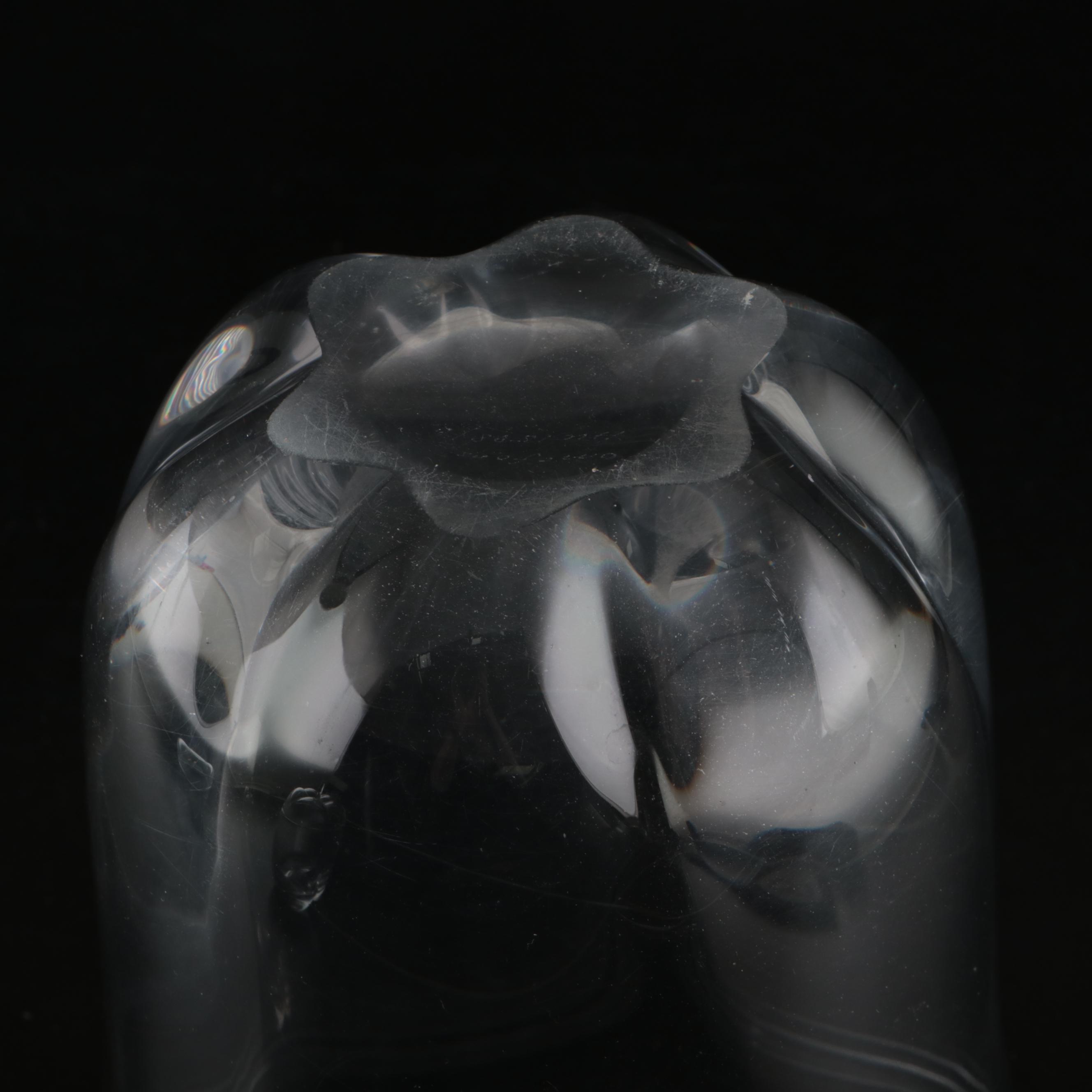 Orrefors and Other Glass Vases with Candy Apple Lidded Jar