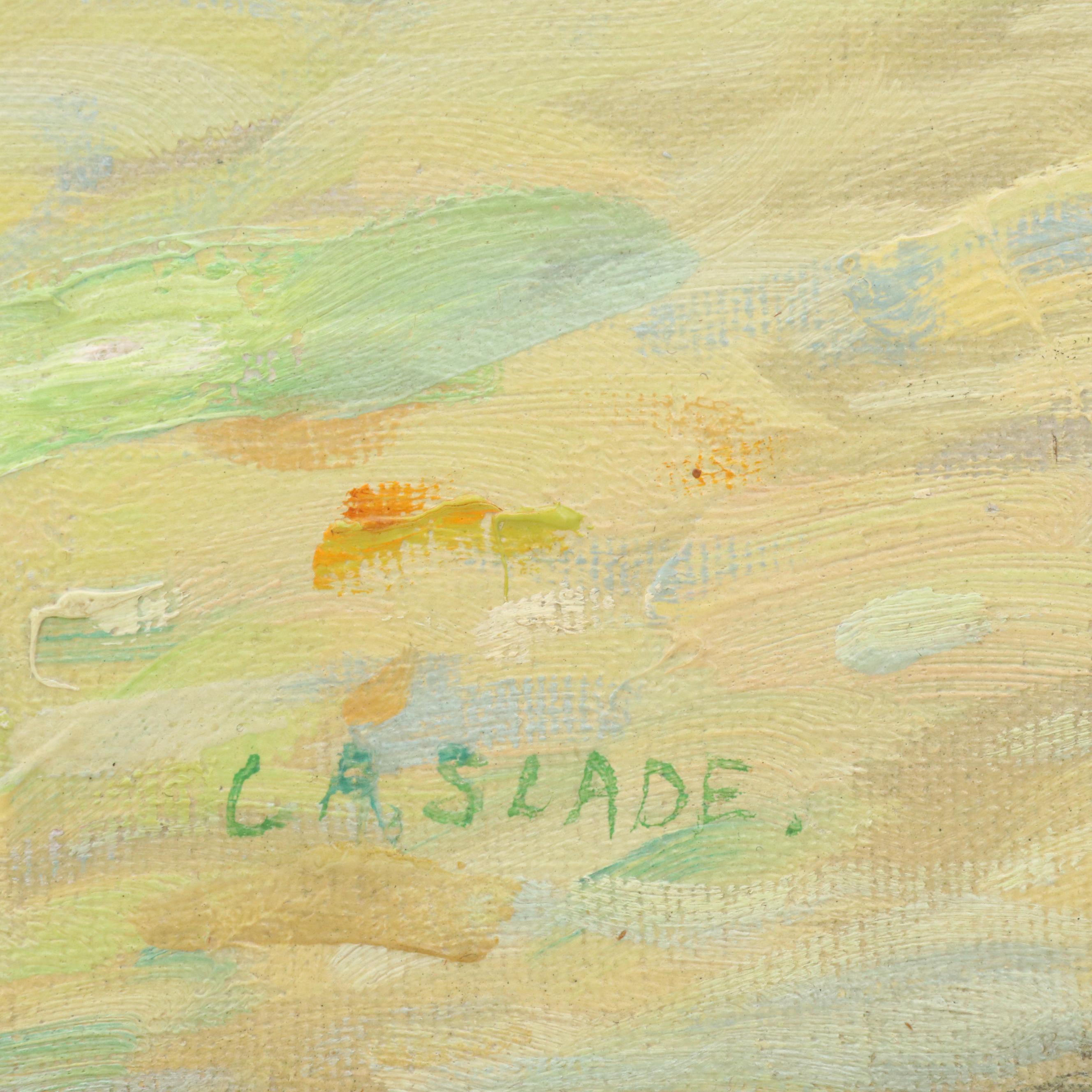 Caleb Arnold Slade Estate Landscape Oil Painting, Mid-20th Century