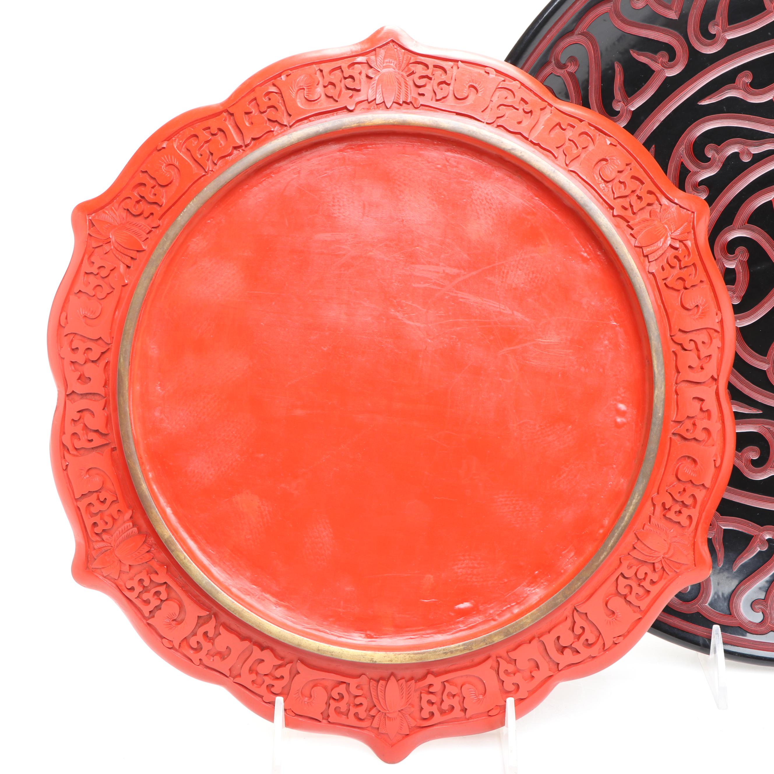 Chinese Style Lacquerware Plates and Bottles