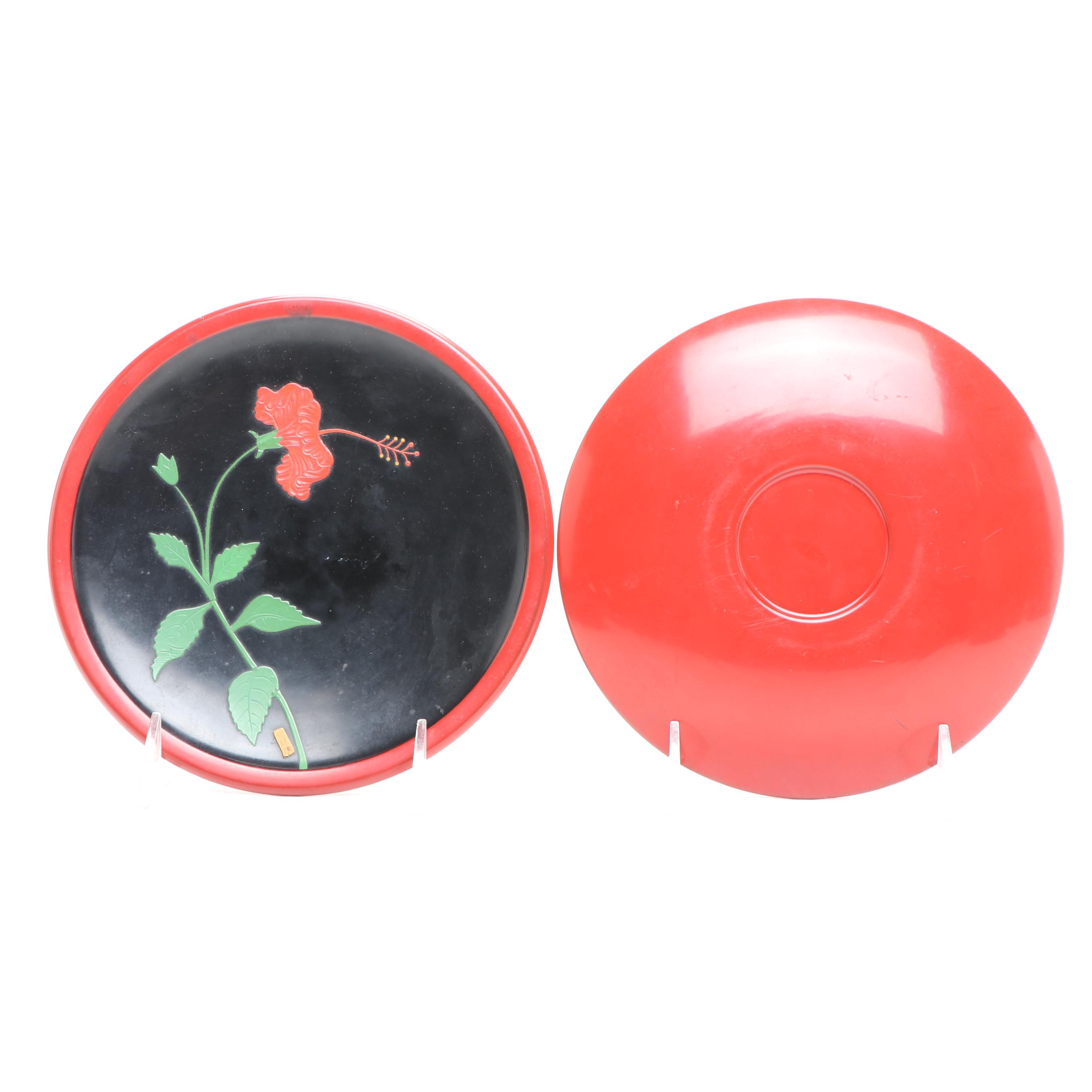 Chinese Style Lacquerware Plates and Bottles