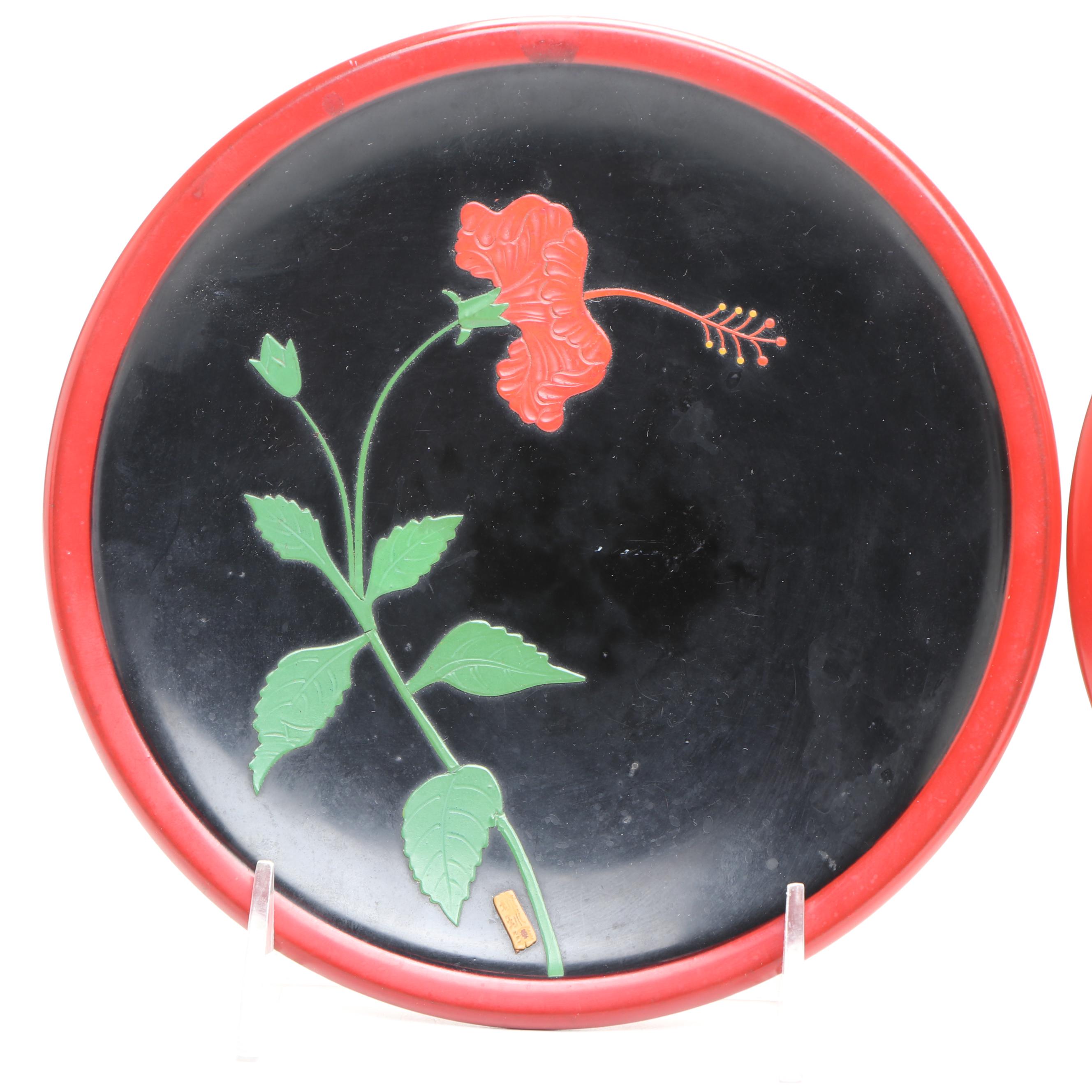 Chinese Style Lacquerware Plates and Bottles
