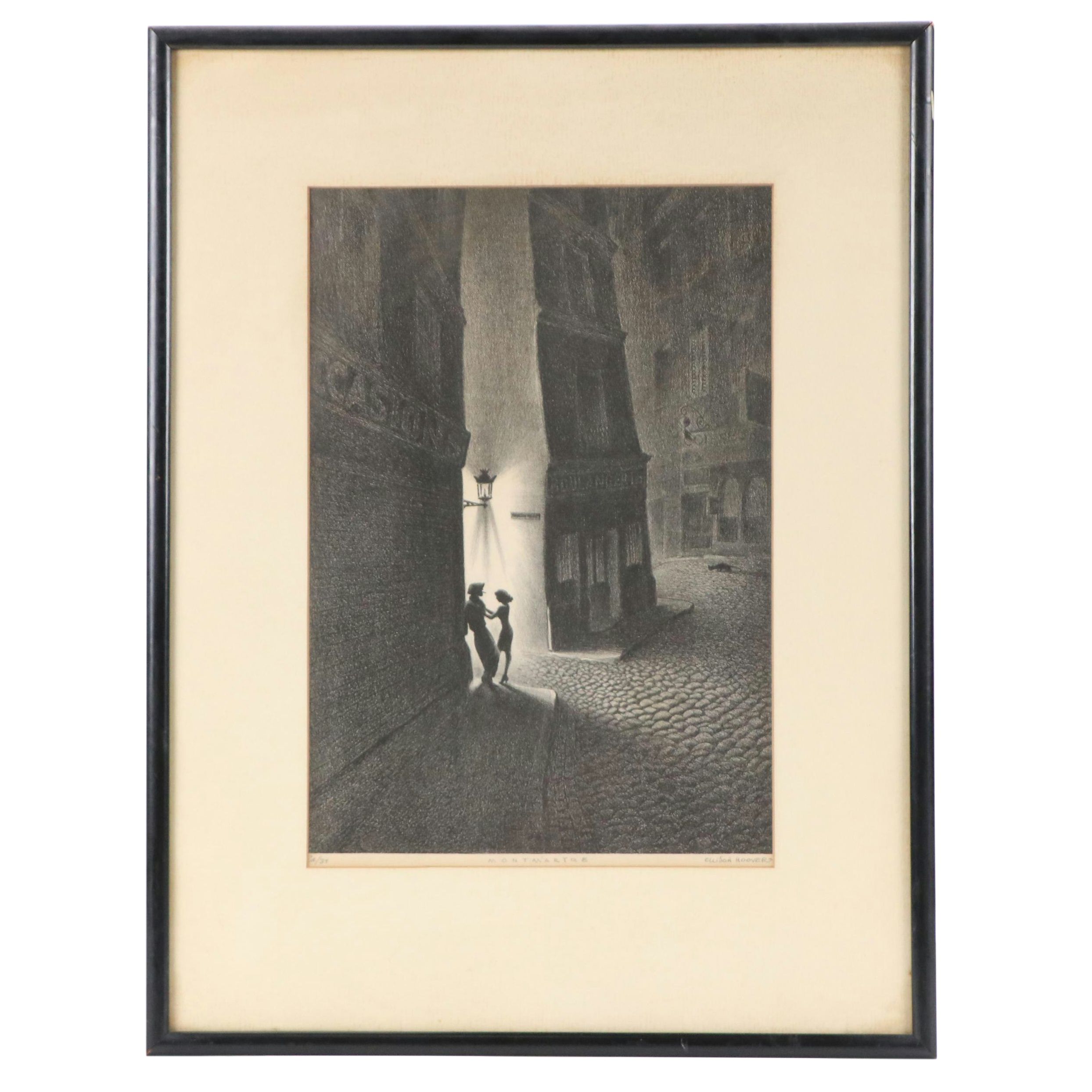 Ellison Hoover Modern Street Scene Lithograph "Monmartre"