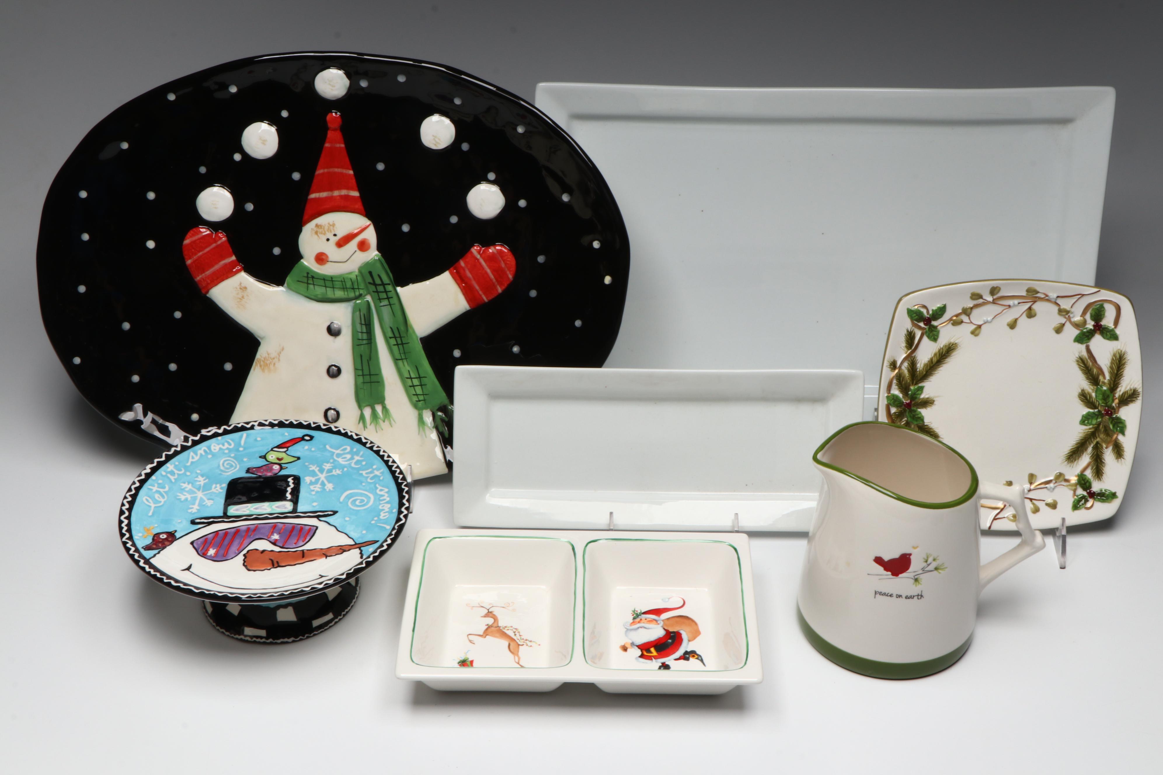 Christmas Themed with Other Serving Pieces and Table Linens