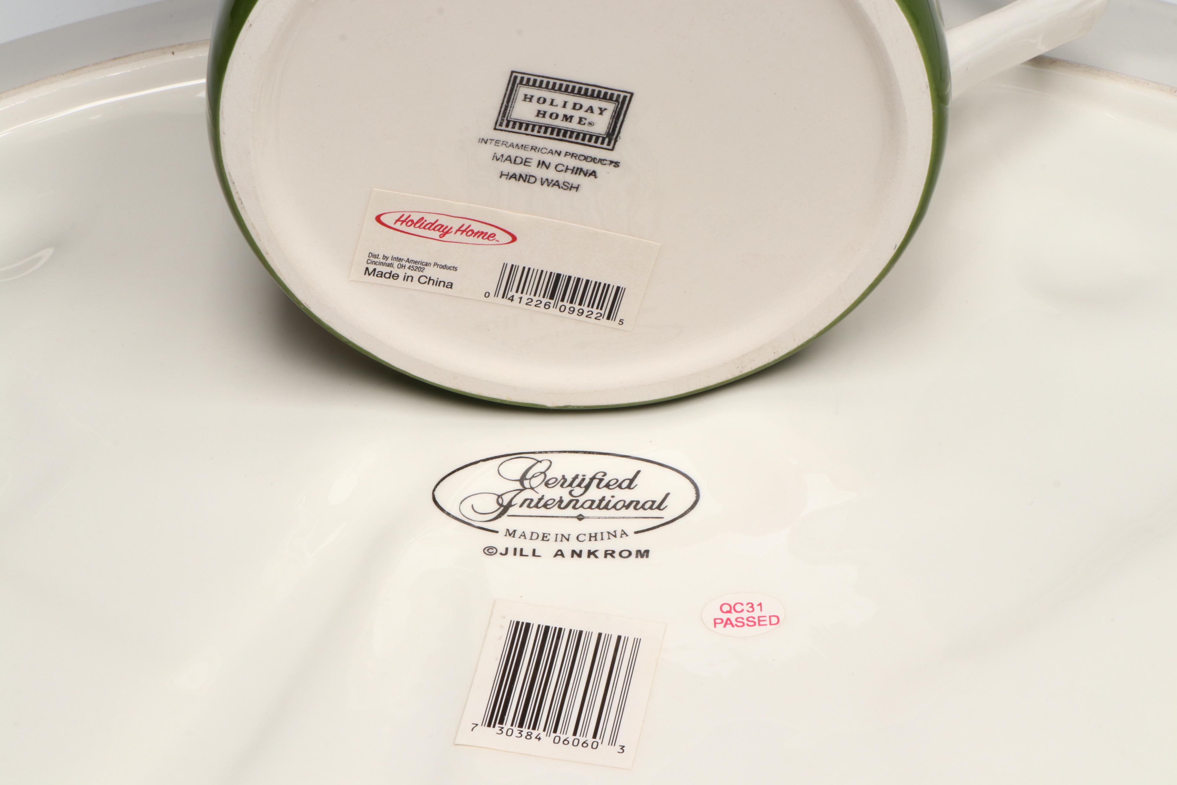 Christmas Themed with Other Serving Pieces and Table Linens