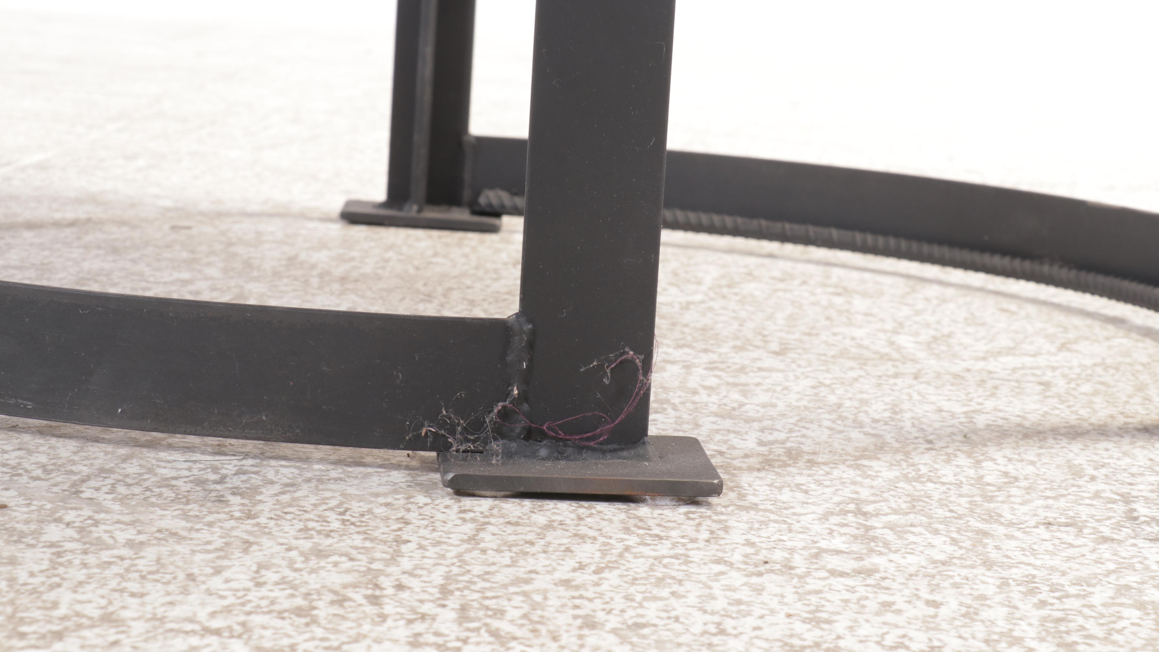 Industrial Style Live Edge Wood Slab and Metal End Table