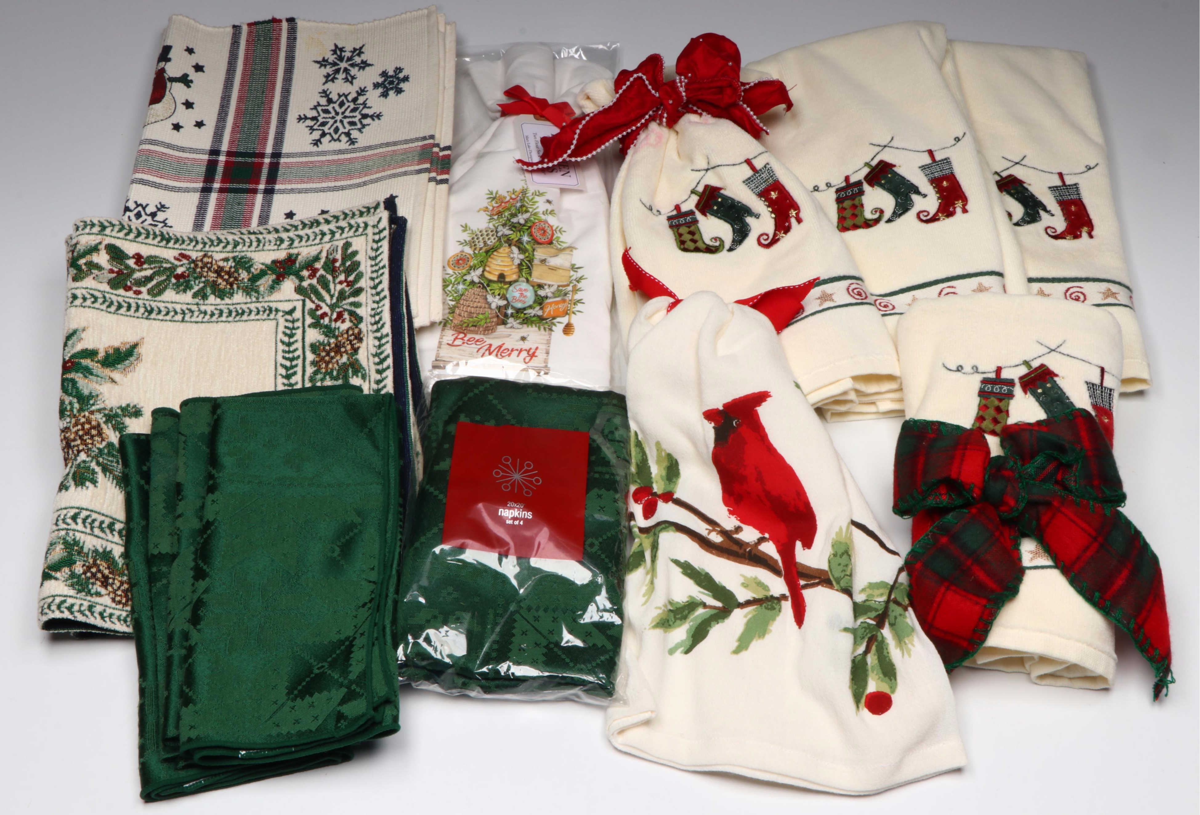 Christmas Themed with Other Serving Pieces and Table Linens