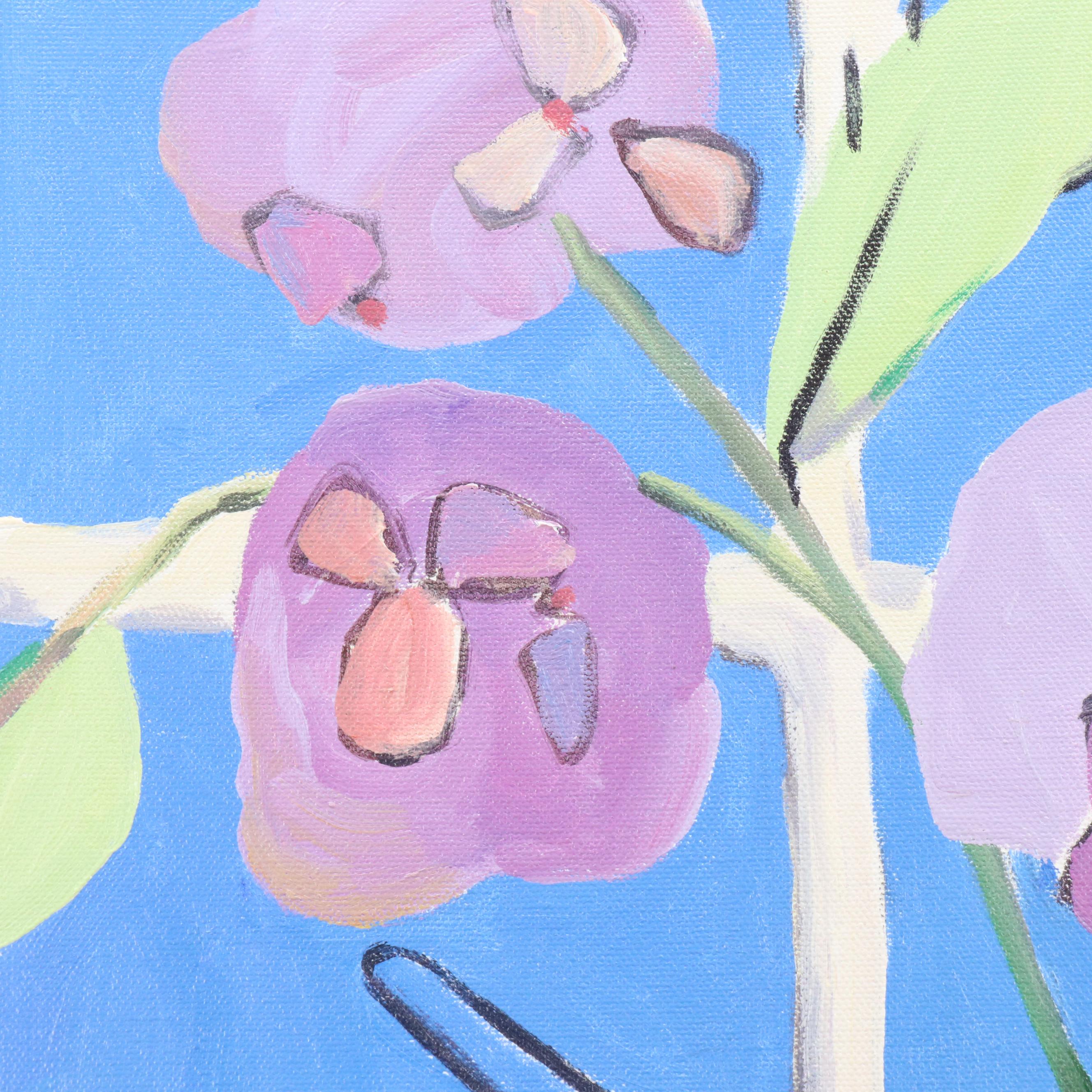 Kim Roberston Still Life Acrylic Painting of Plants Along a Windowsill, 2000