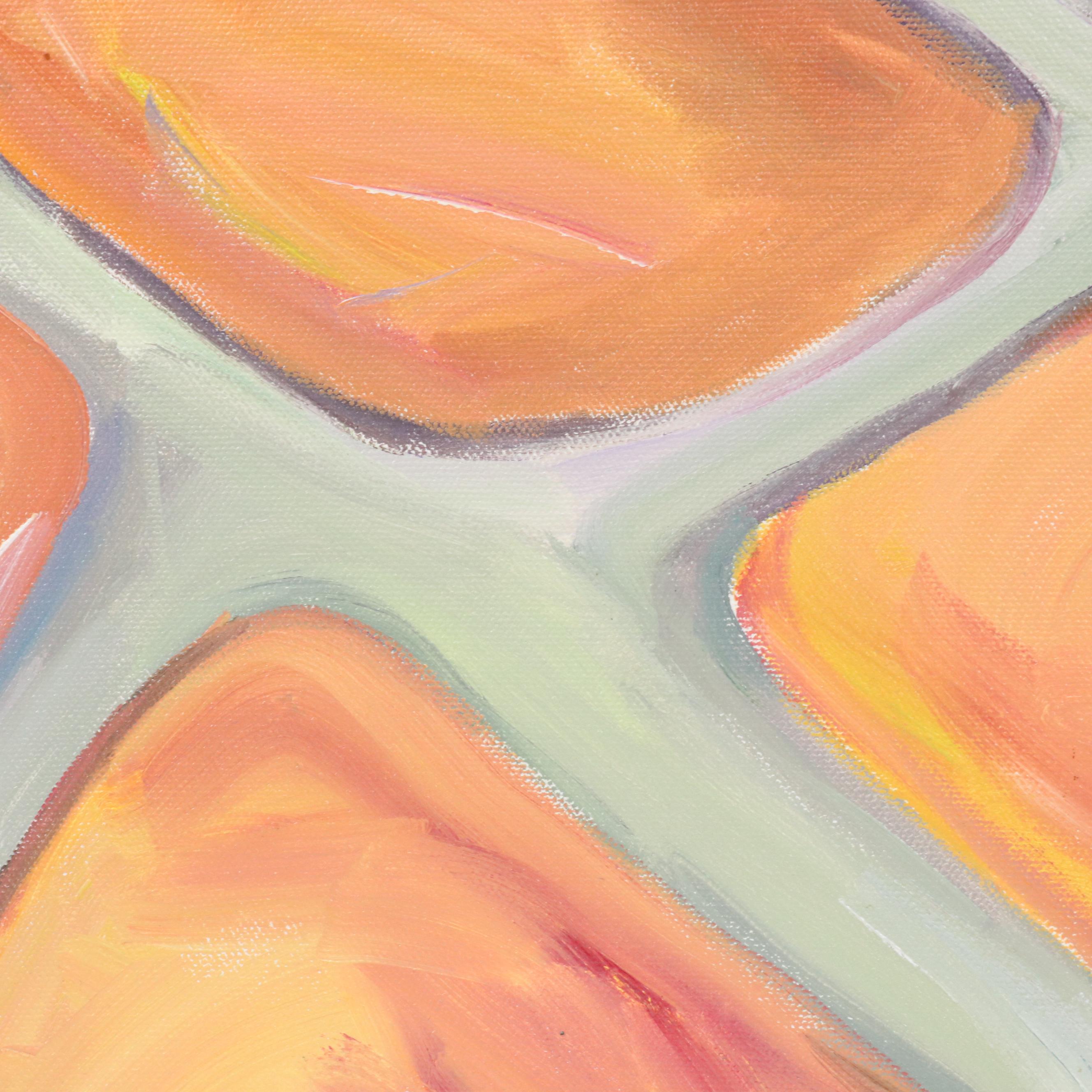 Kim Roberston Still Life Acrylic Painting of Plants Along a Windowsill, 2000