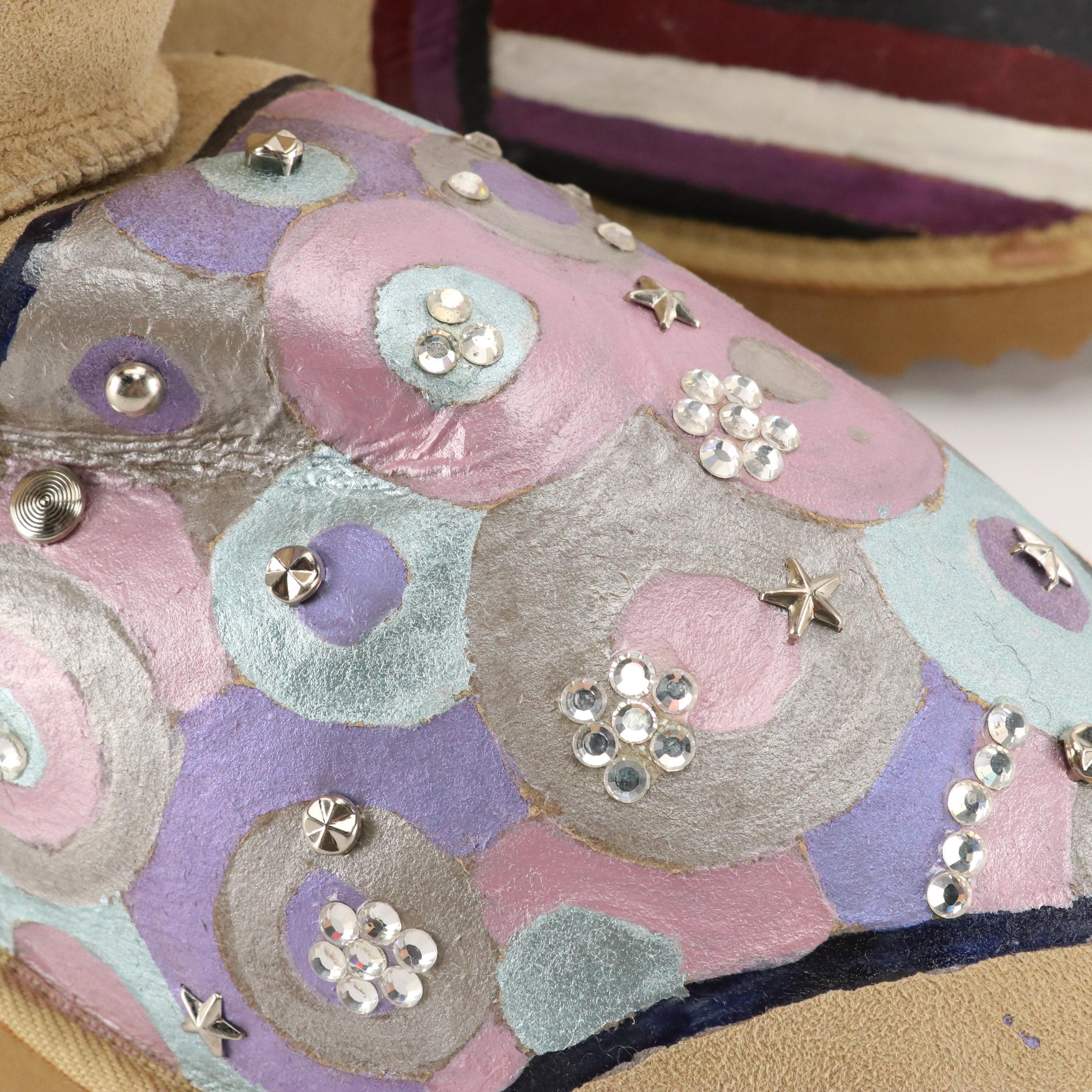 Men's Hugh Grant Signed "Bare Your Sole" Hand Painted Tall Ugg Boots with Box