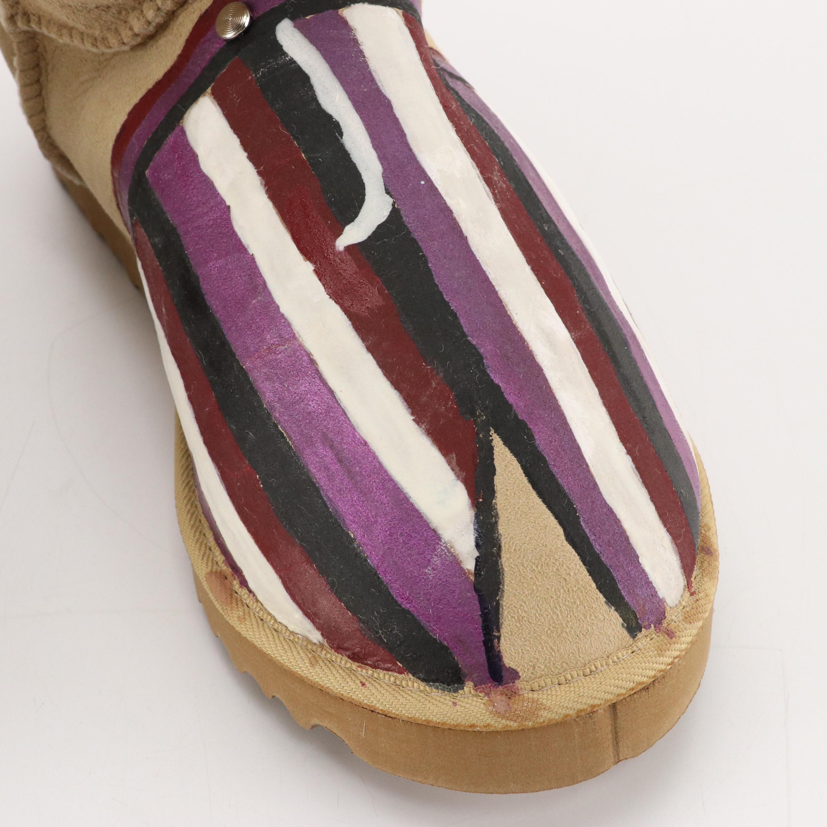 Men's Hugh Grant Signed "Bare Your Sole" Hand Painted Tall Ugg Boots with Box