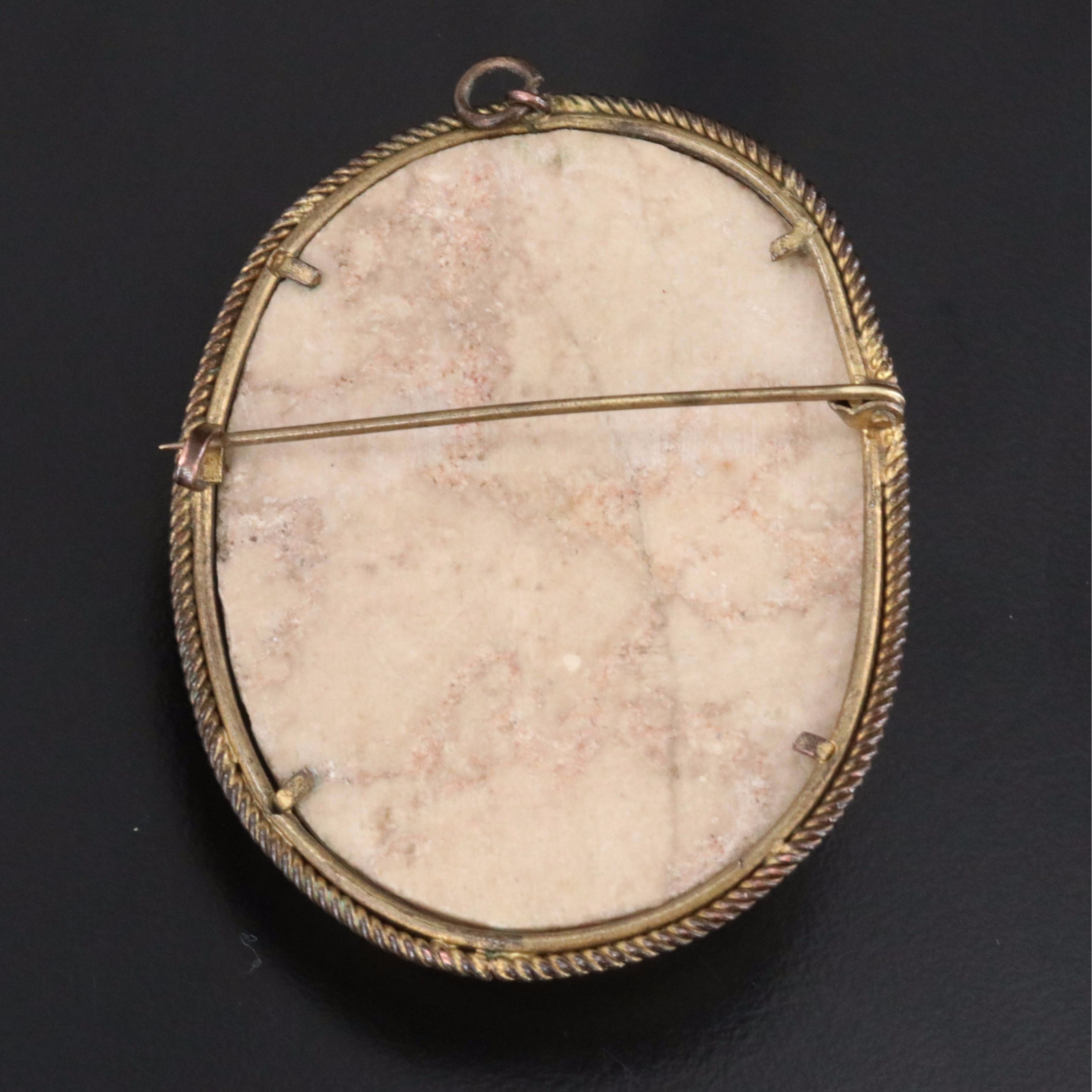 Greco-Roman Revival Maenad/Bacchante High Relief Lava Cameo Brooch