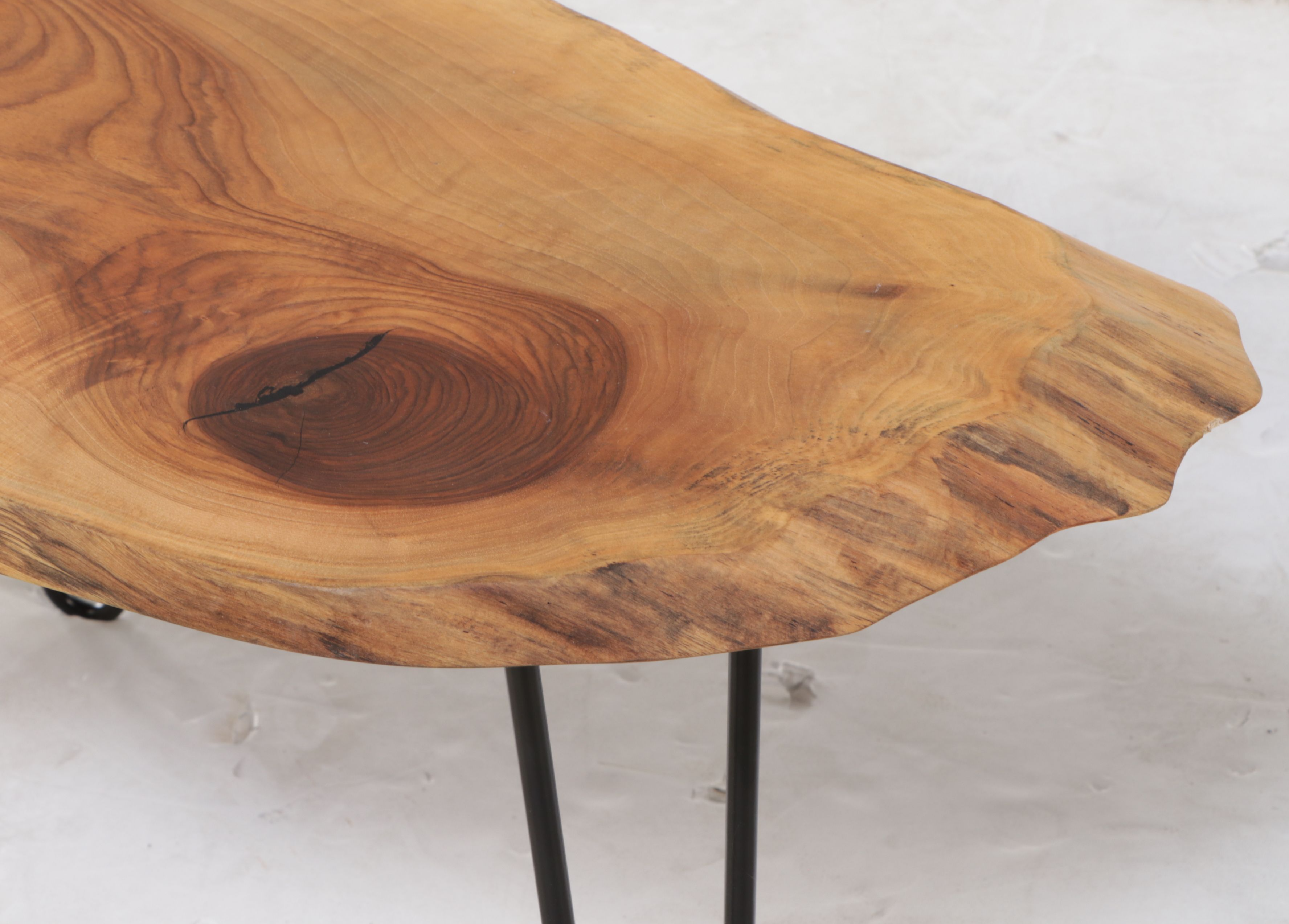 Industrial Style Live Edge Wood Slab Coffee Table with Hairpin Legs