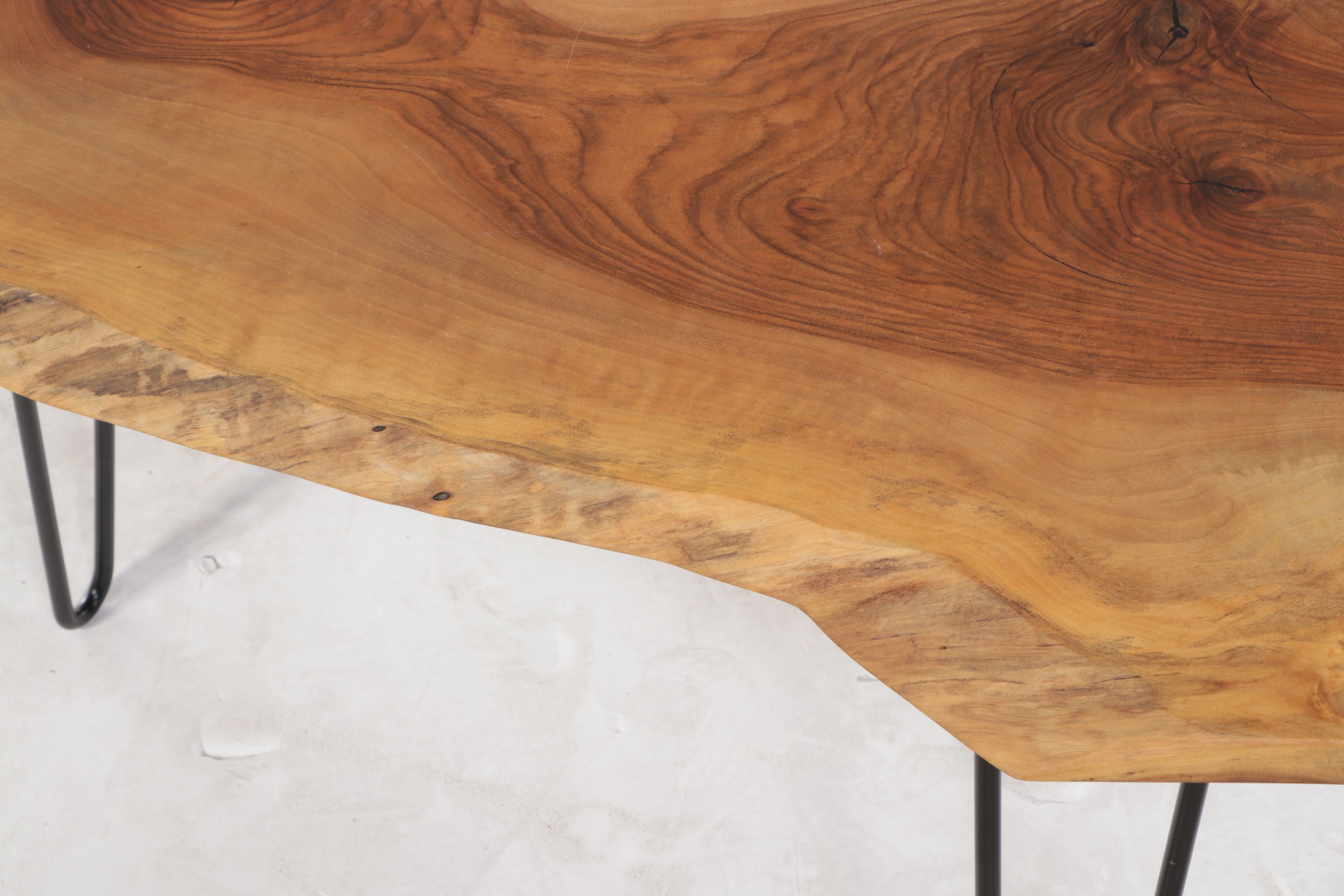 Industrial Style Live Edge Wood Slab Coffee Table with Hairpin Legs