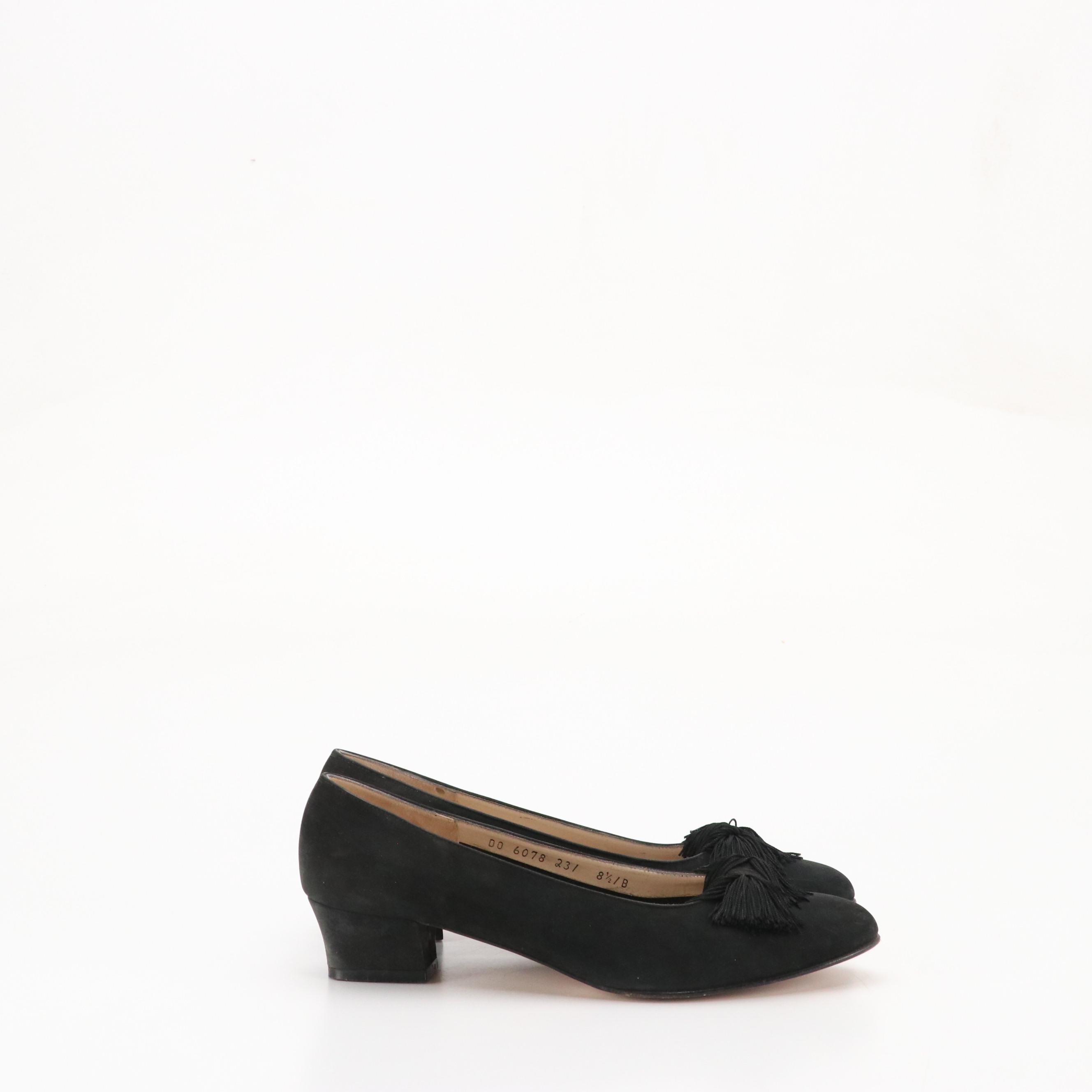 Salvatore Ferragamo Black Suede Tassel Pumps and Gancini Beige Leather Shoes