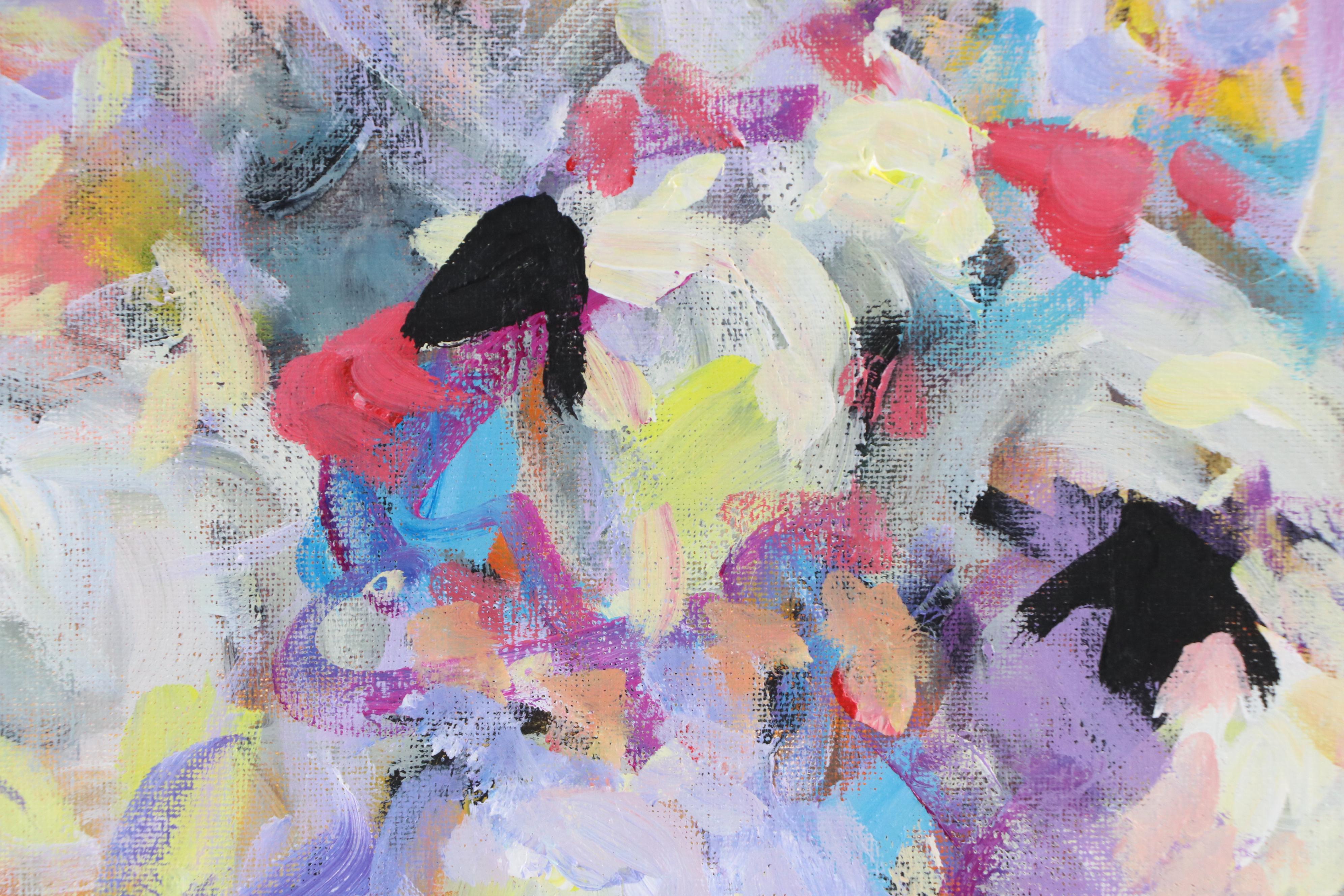 Elle Raines Stylized Acrylic Painting "Flock of Sheep #9," 21st Century