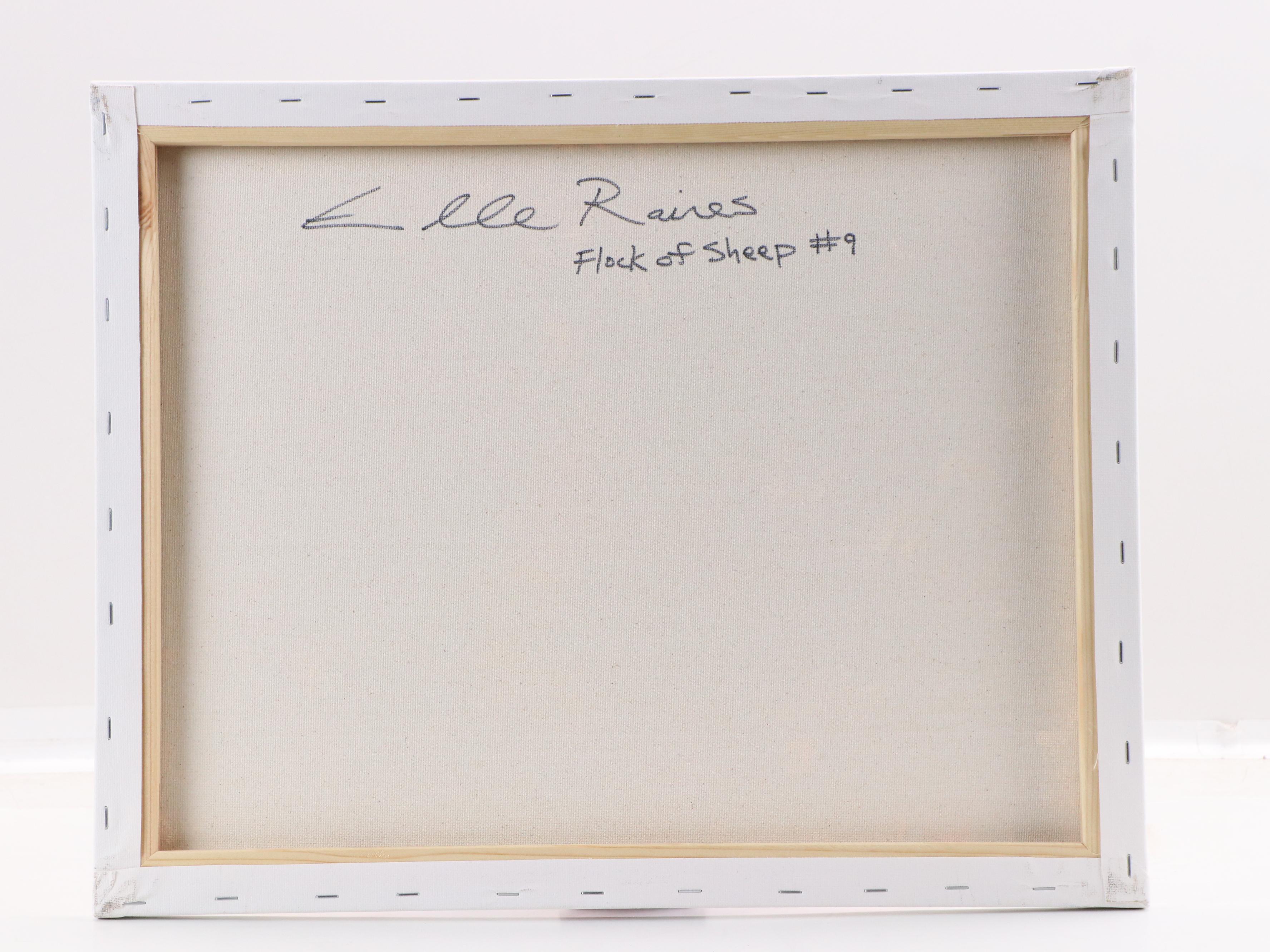 Elle Raines Stylized Acrylic Painting "Flock of Sheep #9," 21st Century