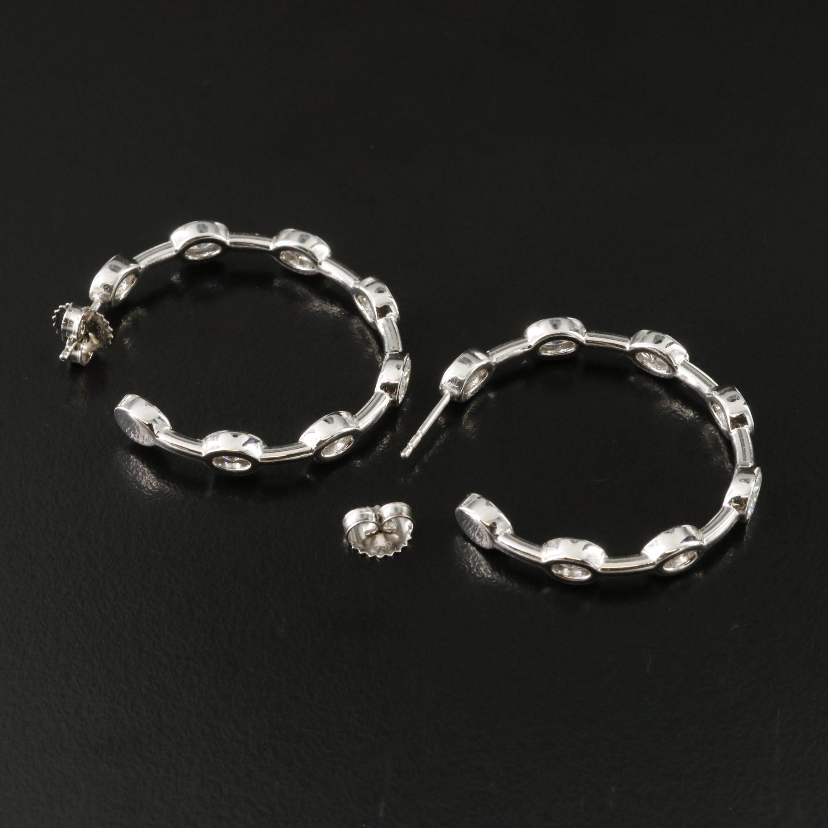 18K 5.59 CTW Lab Grown Diamond Station Inside-Out Hoop Earrings