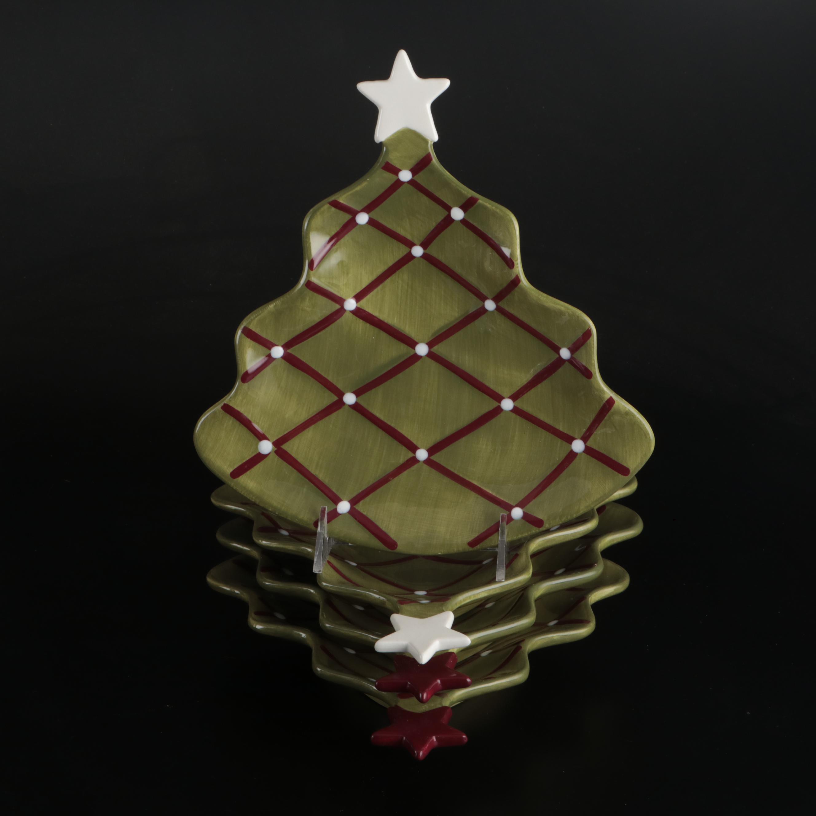 Pottery Barn Christmas Tree Ceramic Trays with Other Ceramic and Glass Tableware